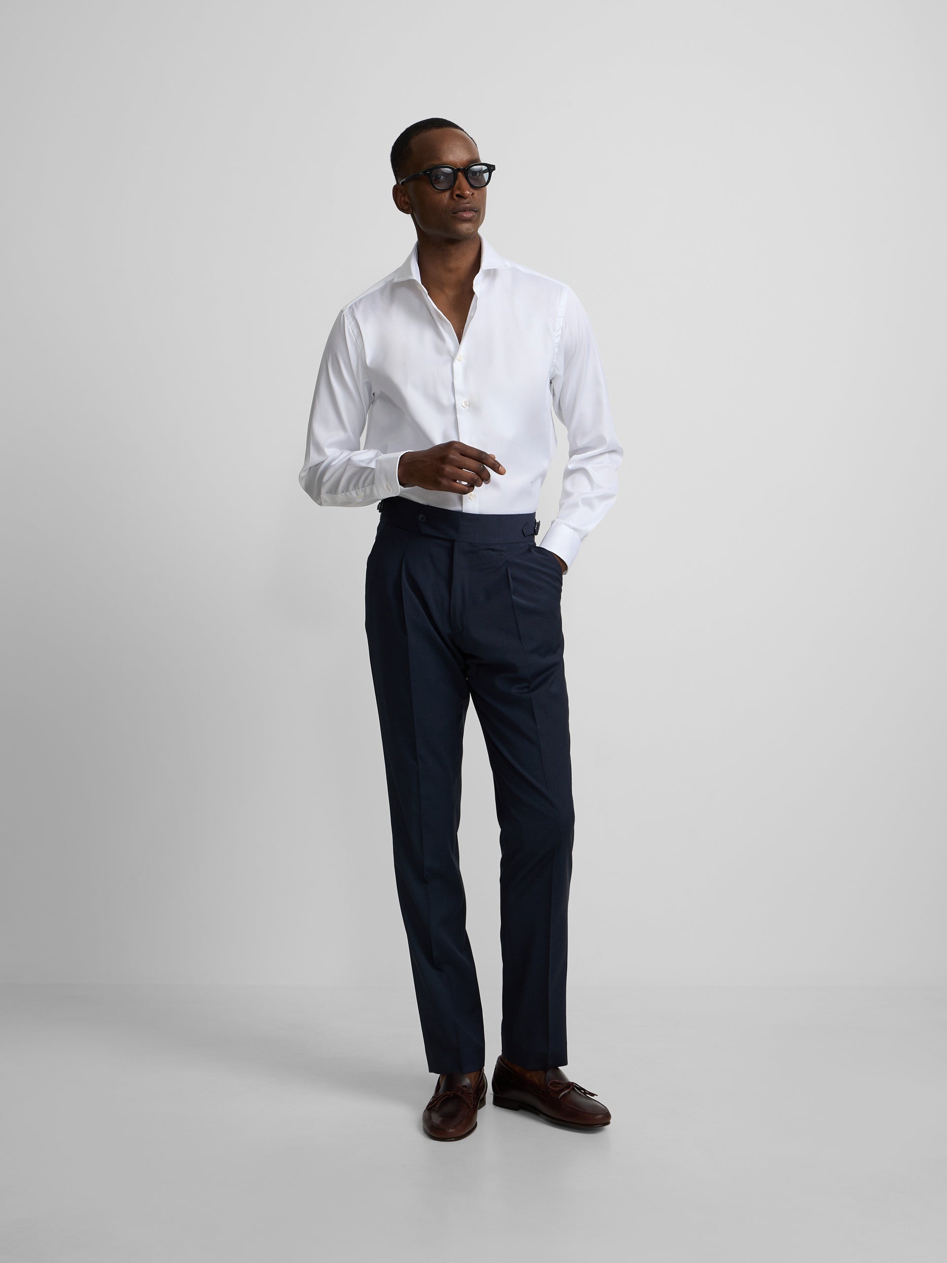 Pantalon habillé à pinces bleu moyen