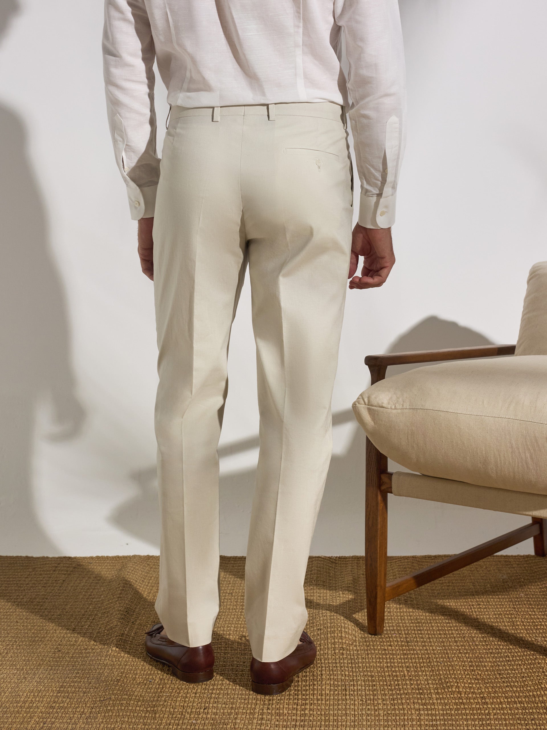 Pantalon traje unique lino piedra