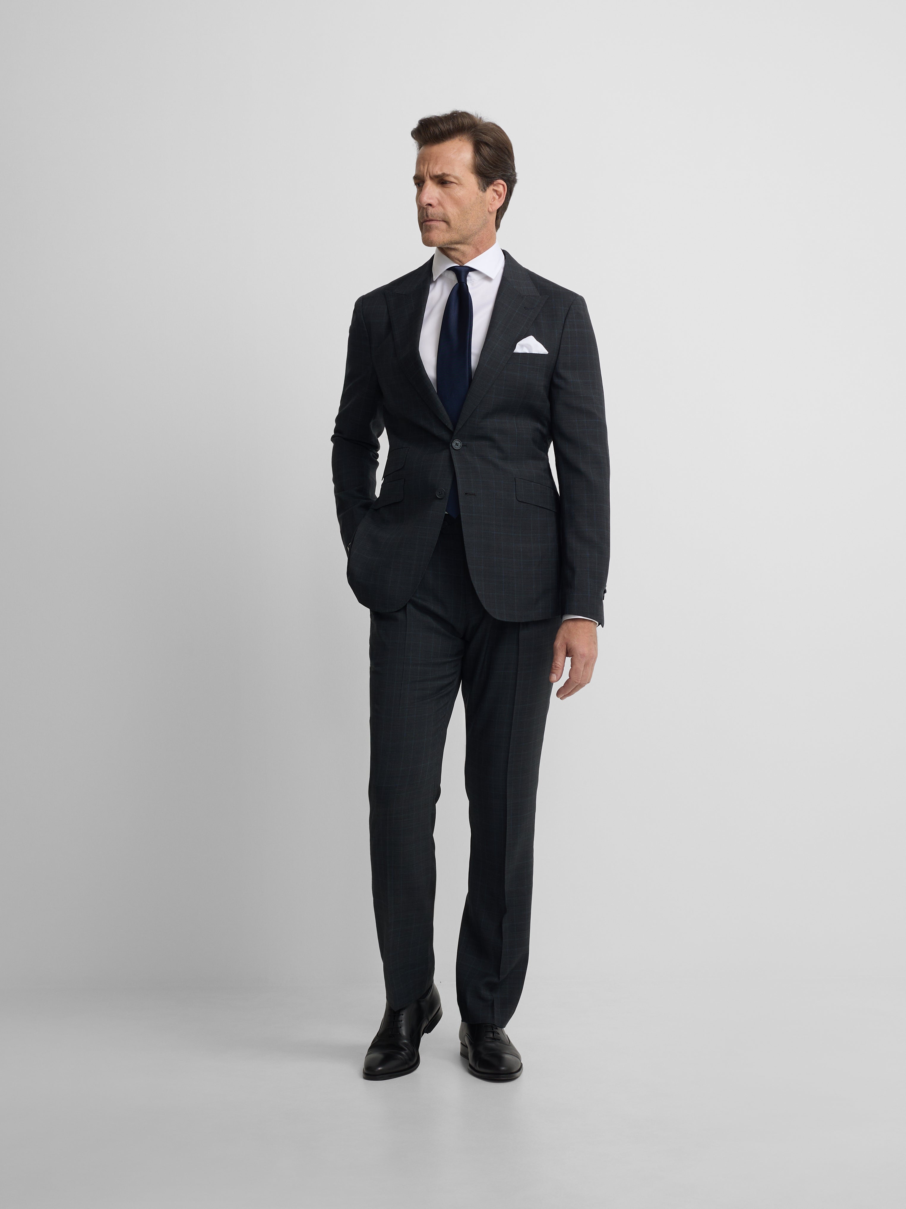 Grey Prince of Wales suit trousers
