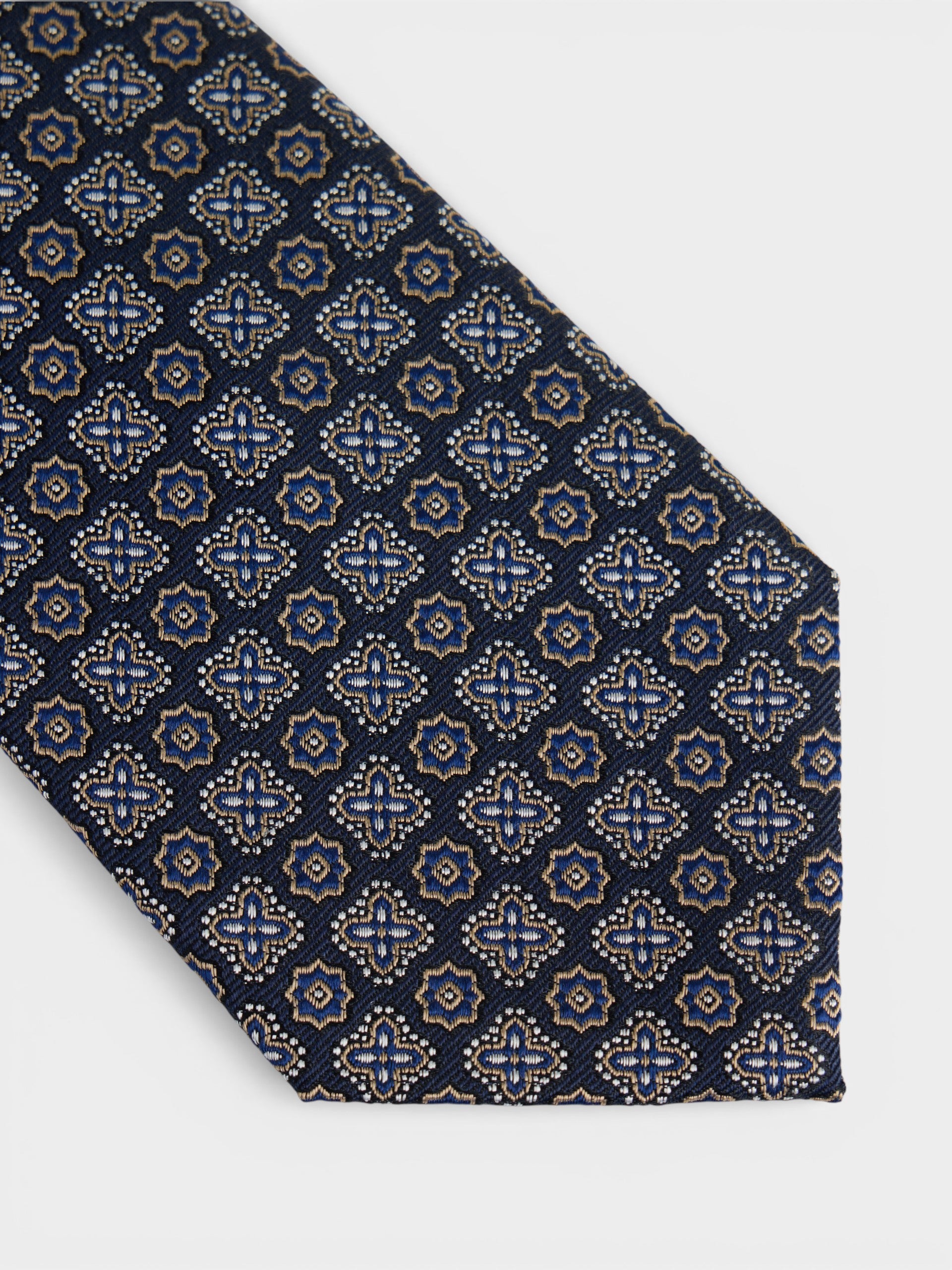 Cravate motif fleur bleu marine