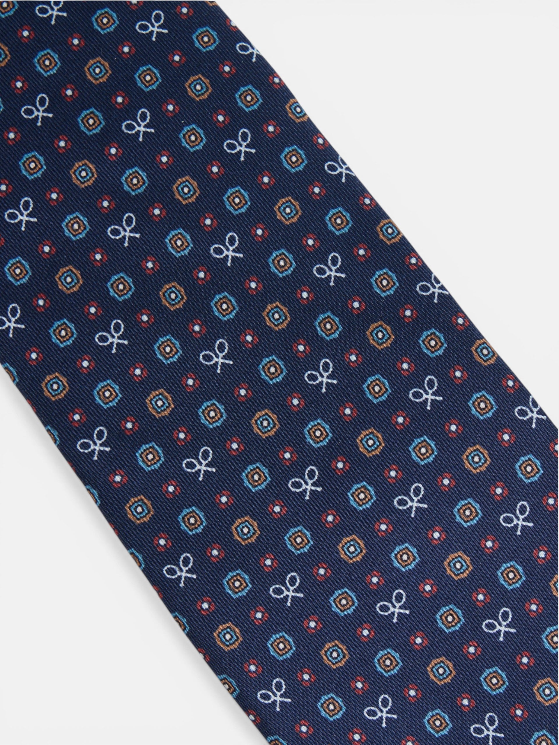 Gravata raquetes motivos geométricos azul-marinho