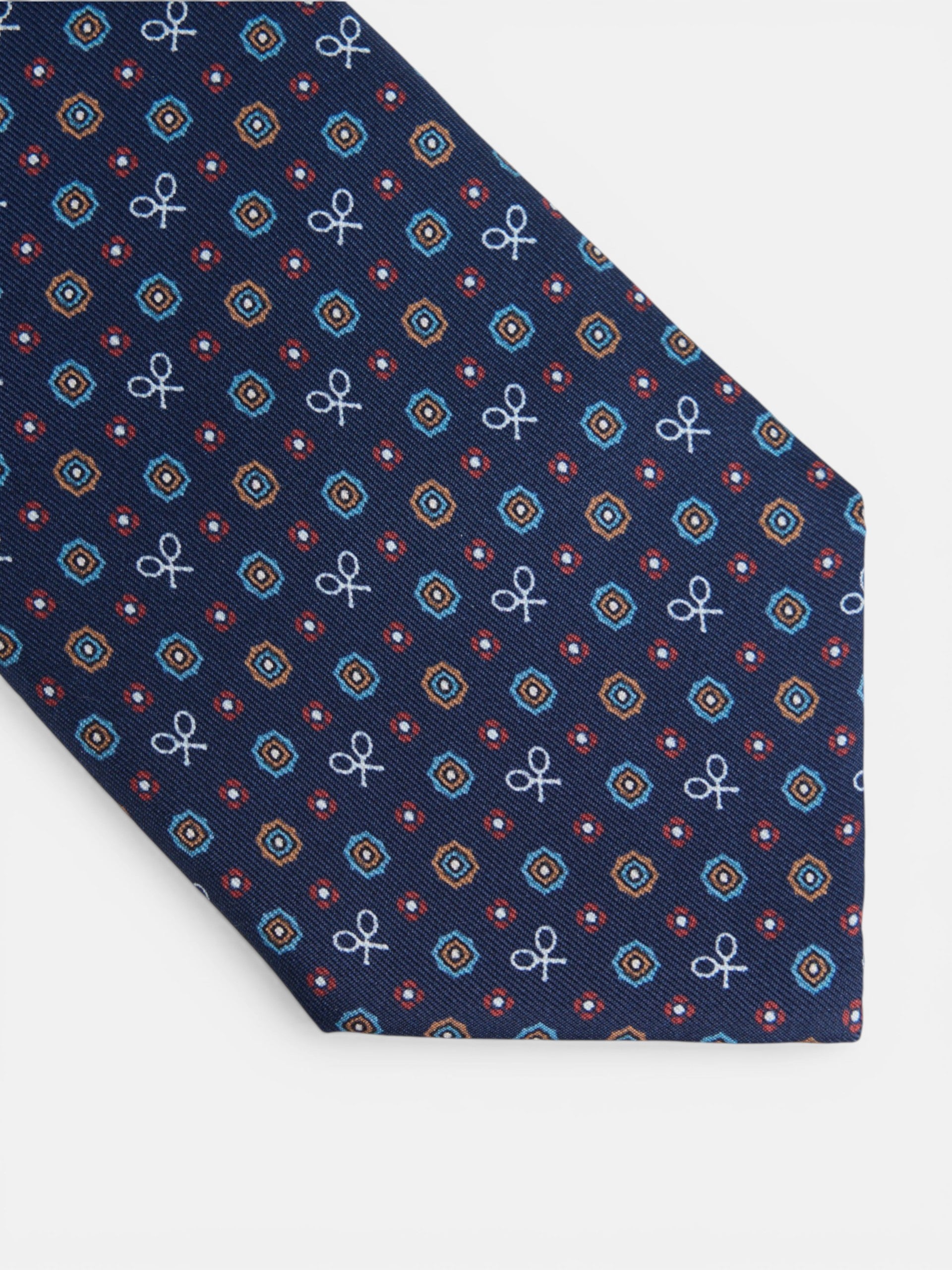 Gravata raquetes motivos geométricos azul-marinho