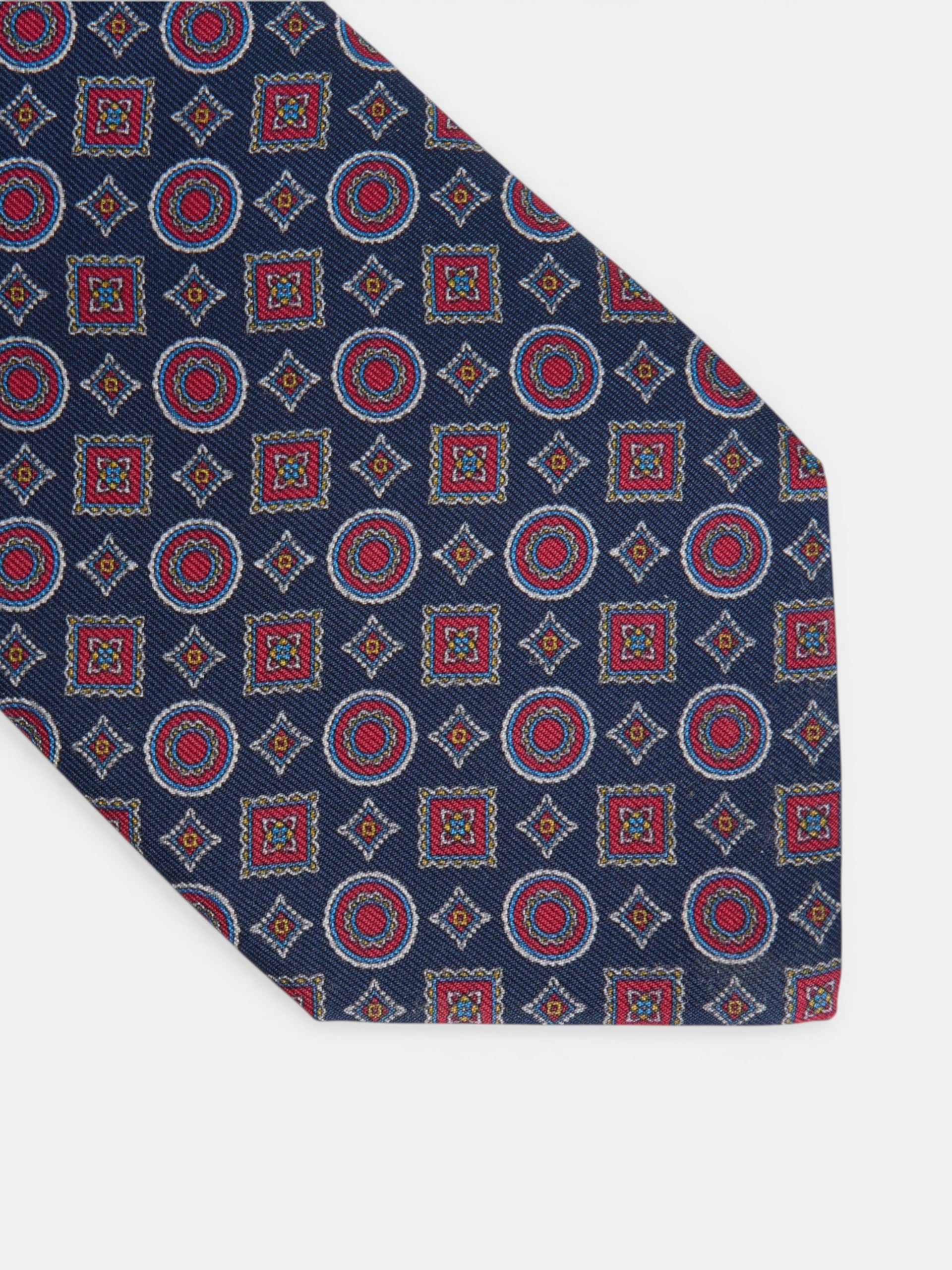 Corbata geometrica mini figuras azul marino