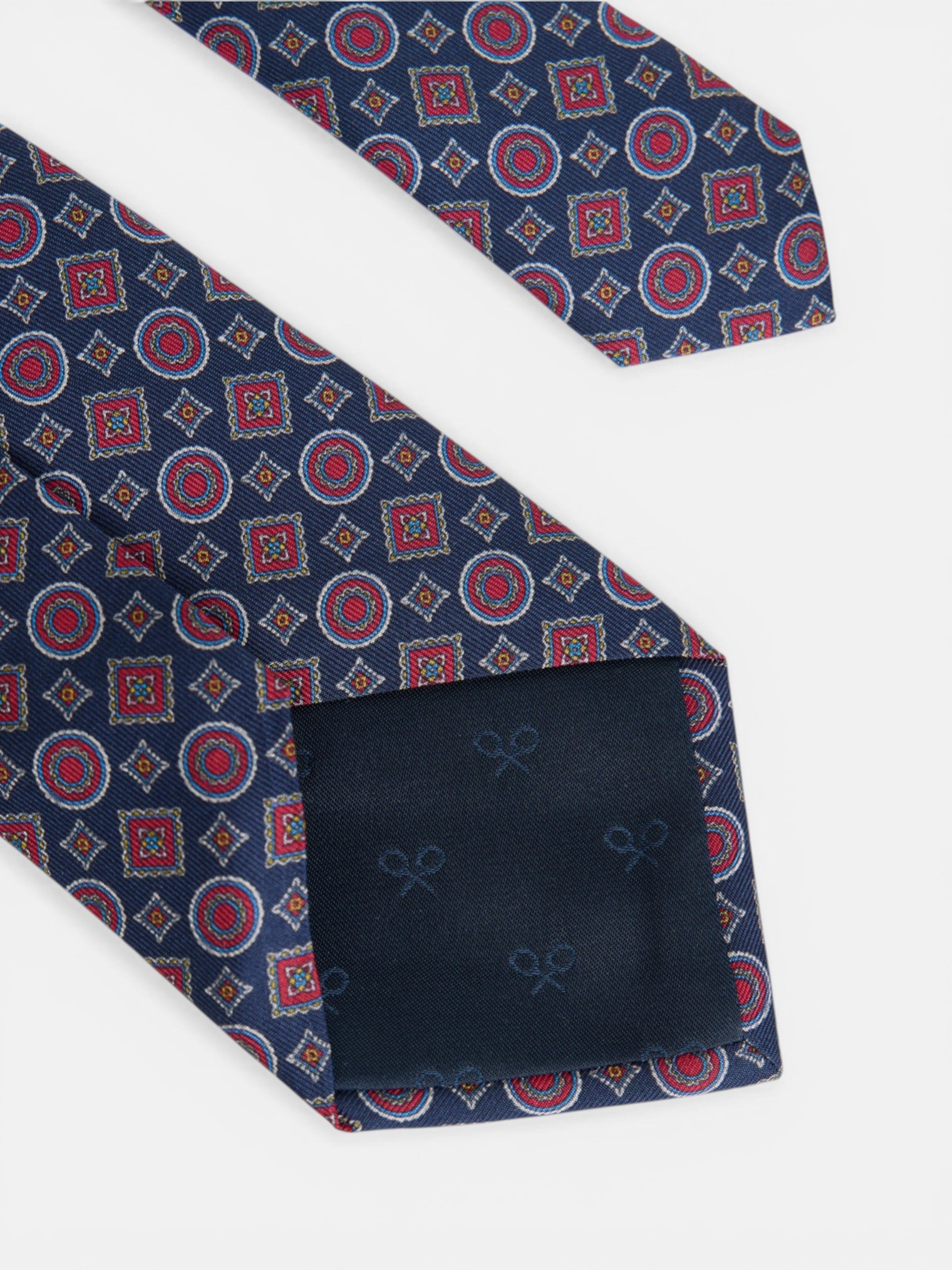 Corbata geometrica mini figuras azul marino