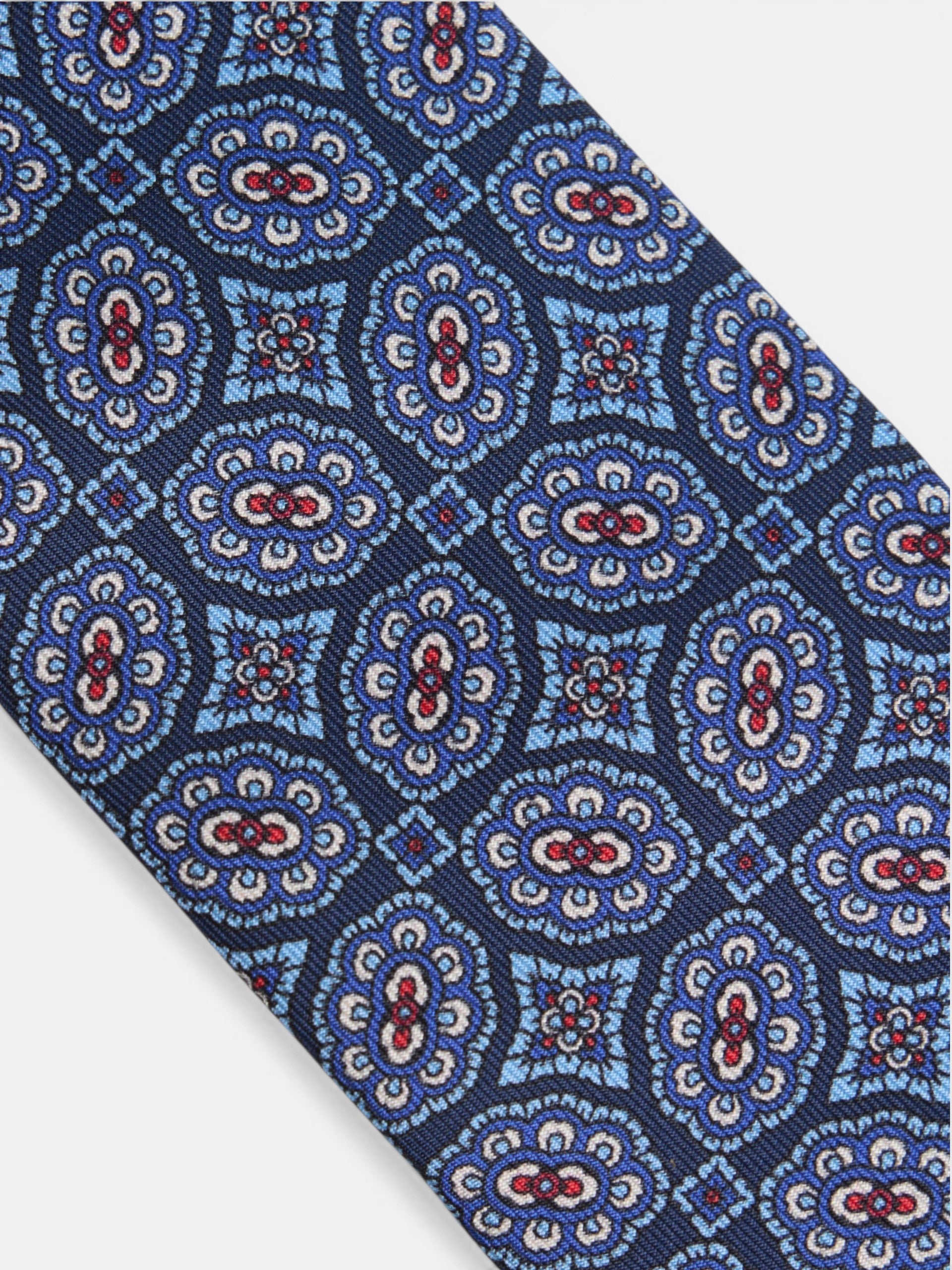 Navy blue tile pattern tie