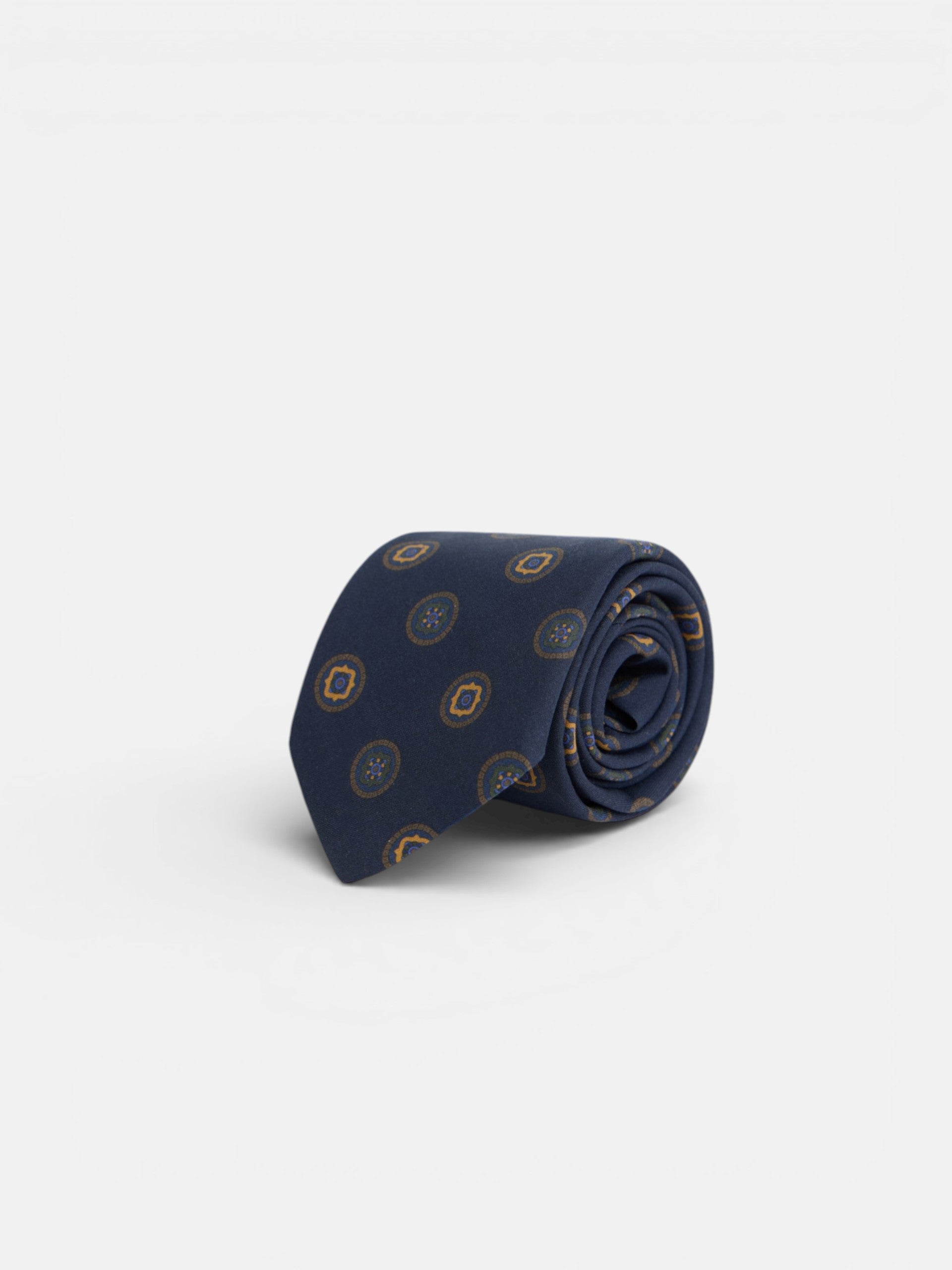 Cravate à cercles géométriques bleu marine
