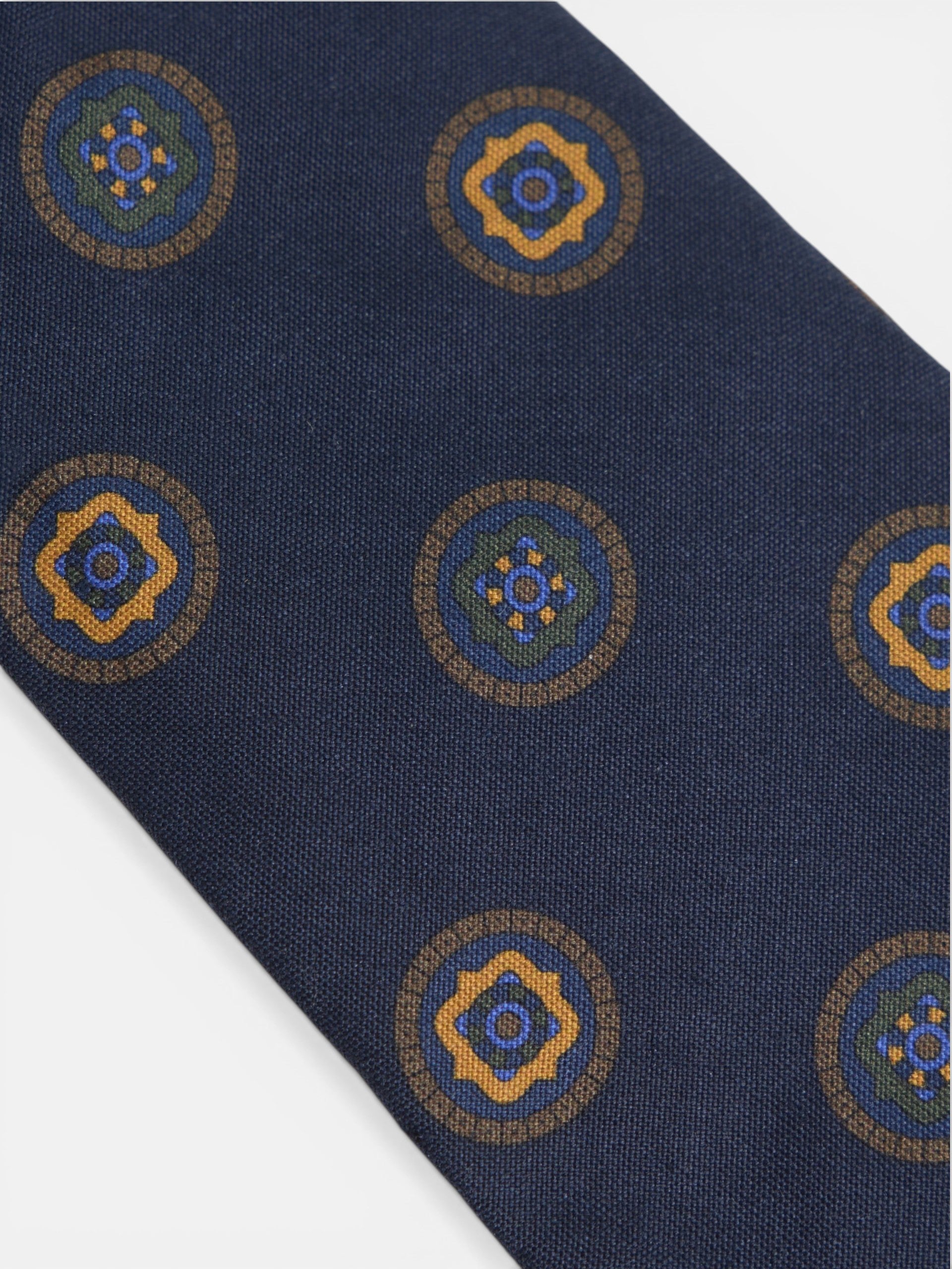 Cravate à cercles géométriques bleu marine