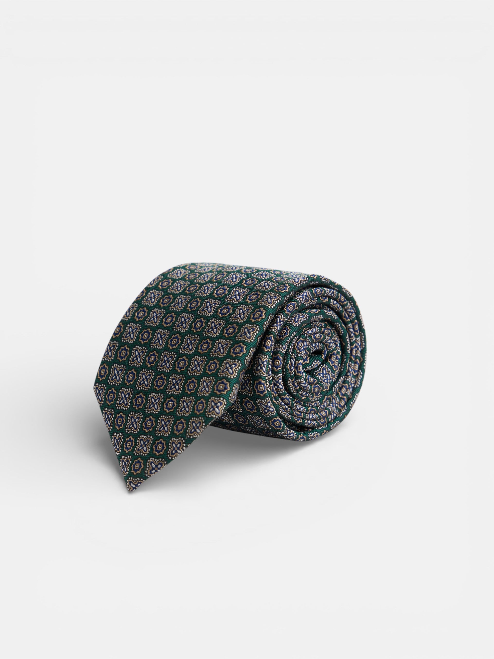 Cravate motif fleur verte