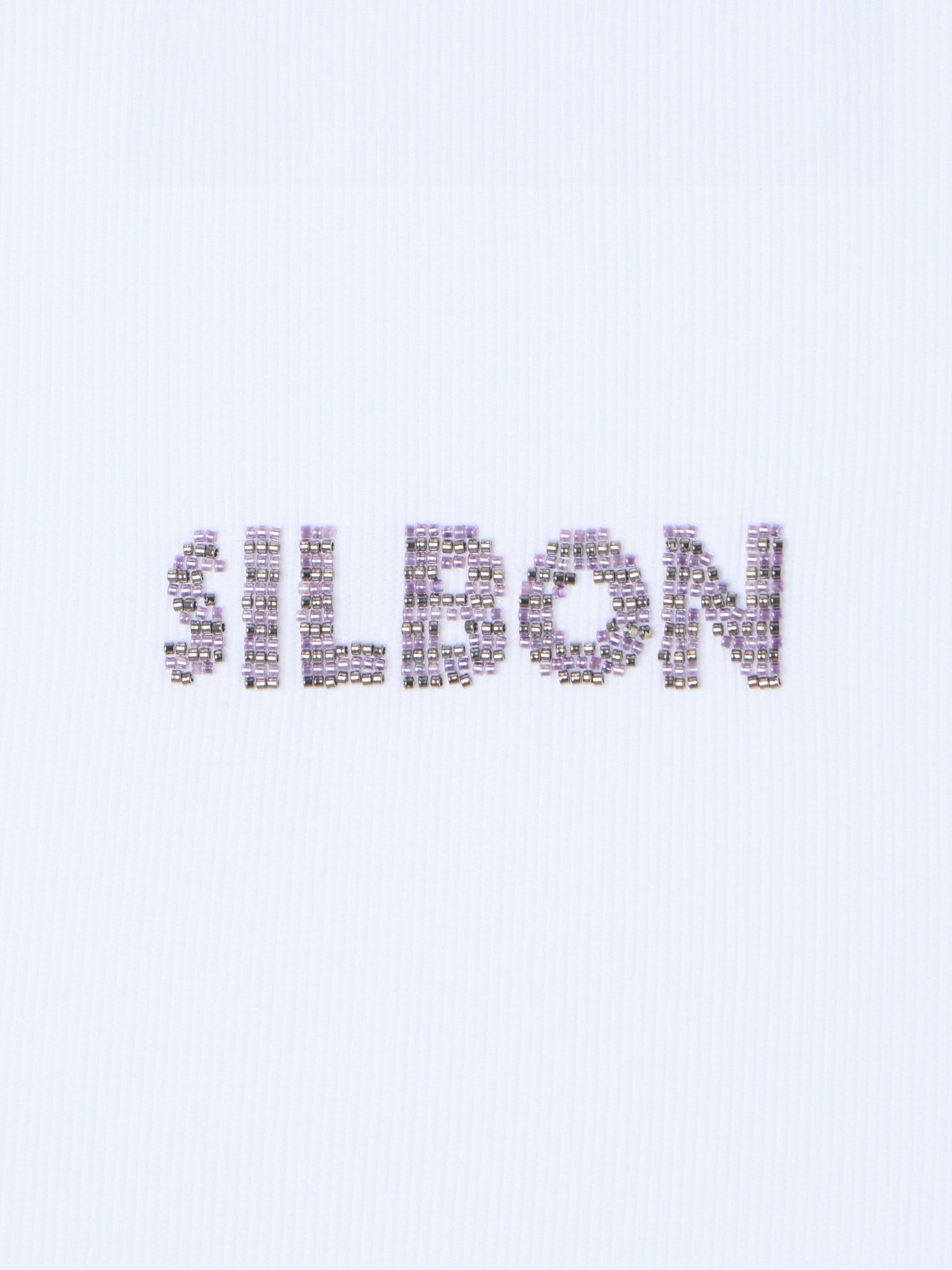 Women's white tank top with Silbon appliqués