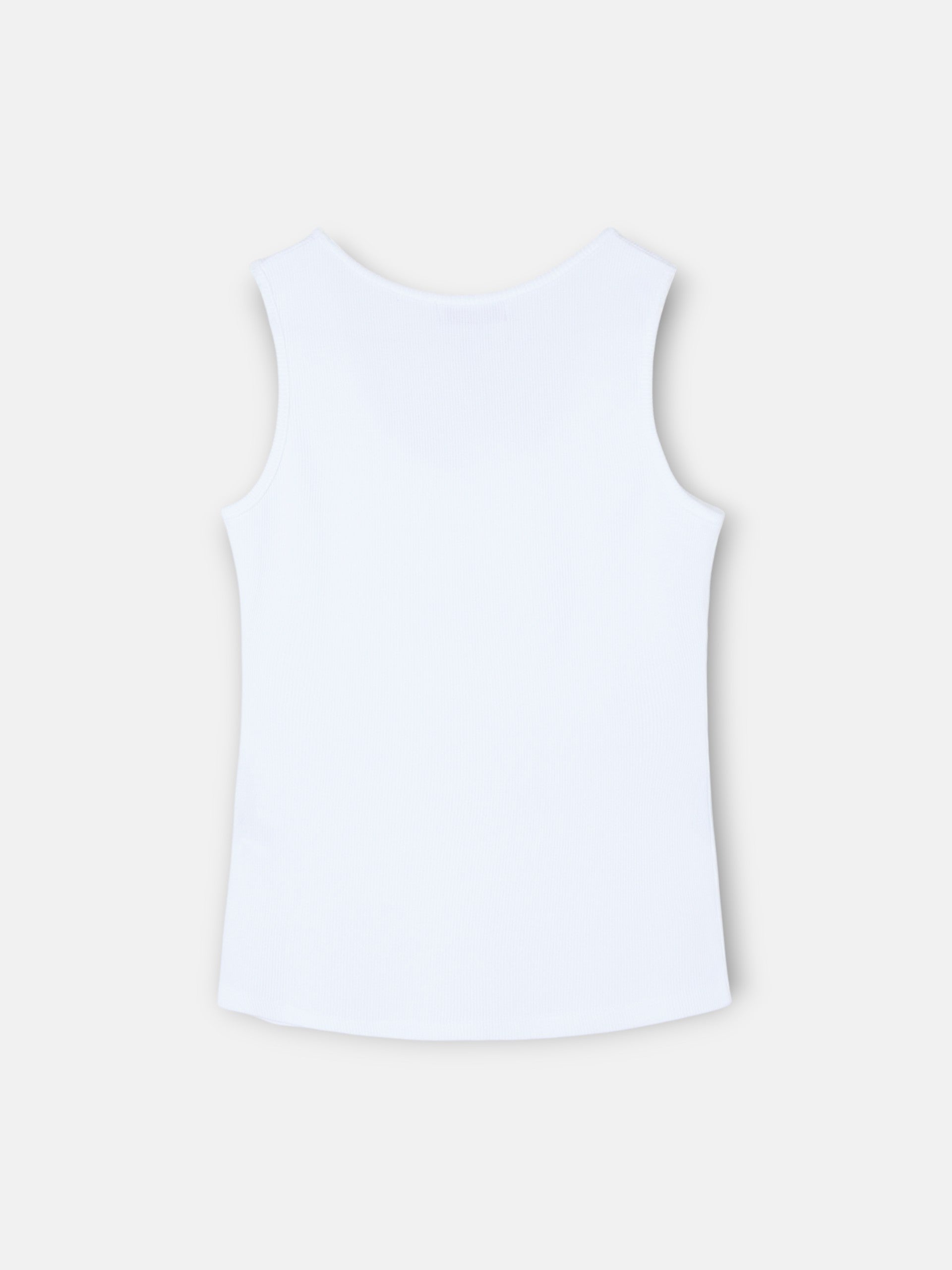 Women's white tank top with Silbon appliqués