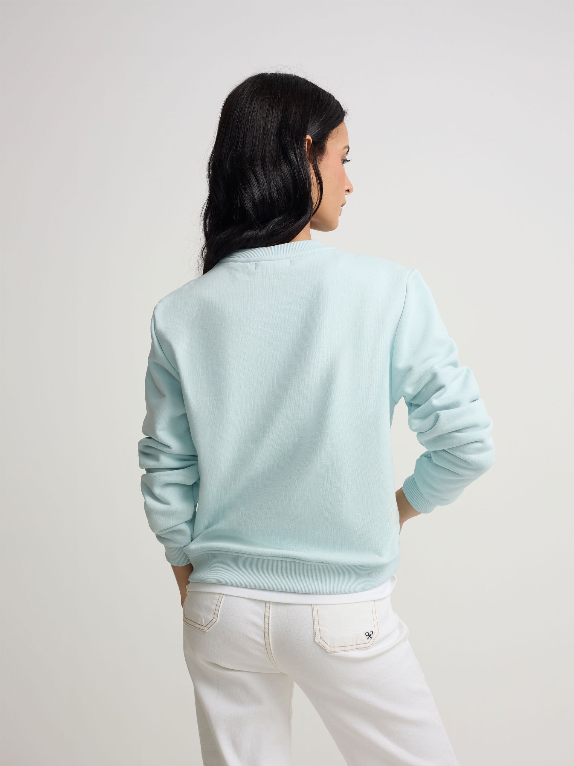 Sweatshirt mulher Silbon clássico azul-celeste