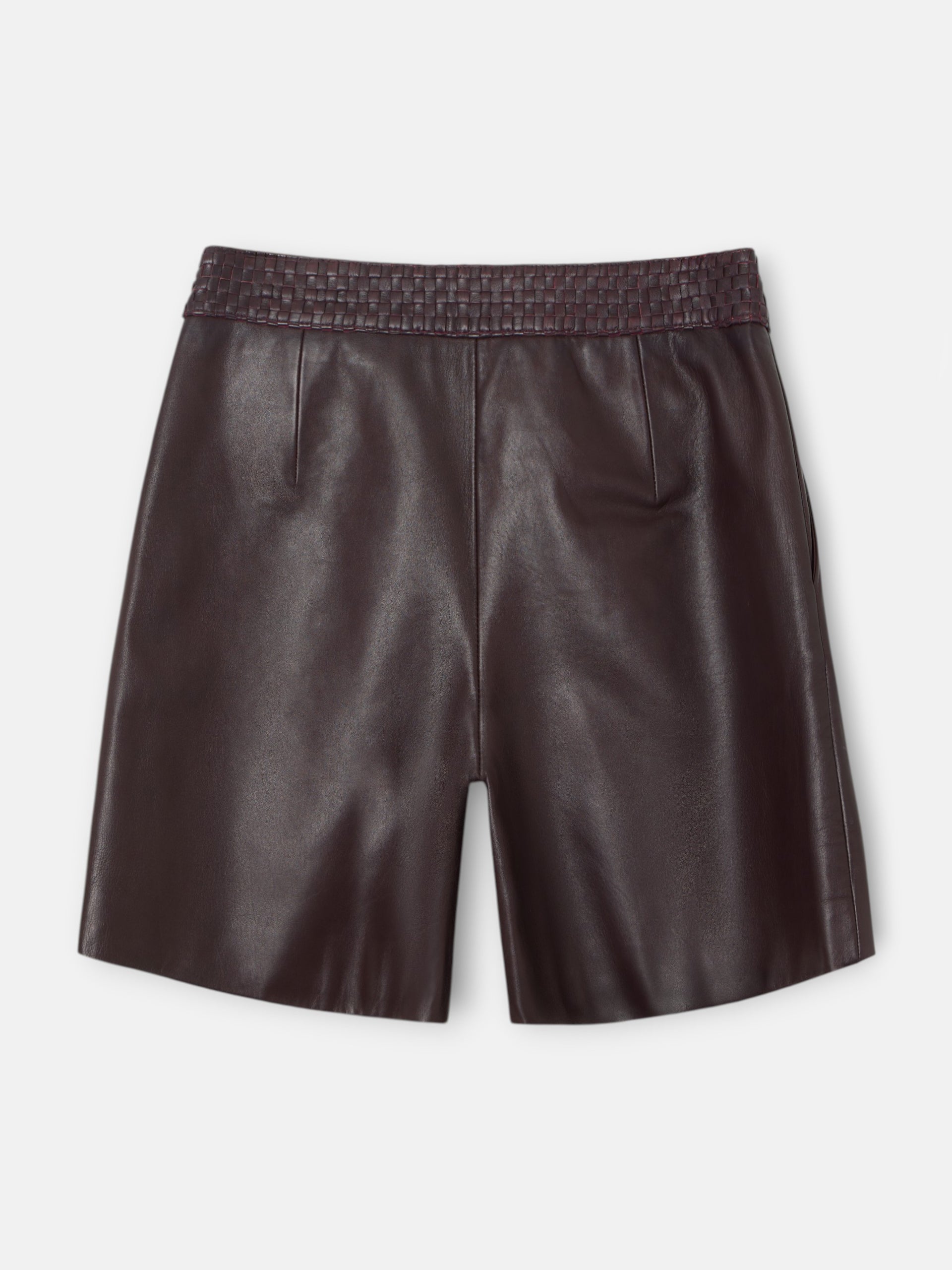 Bermuda en cuir tressé bordeaux