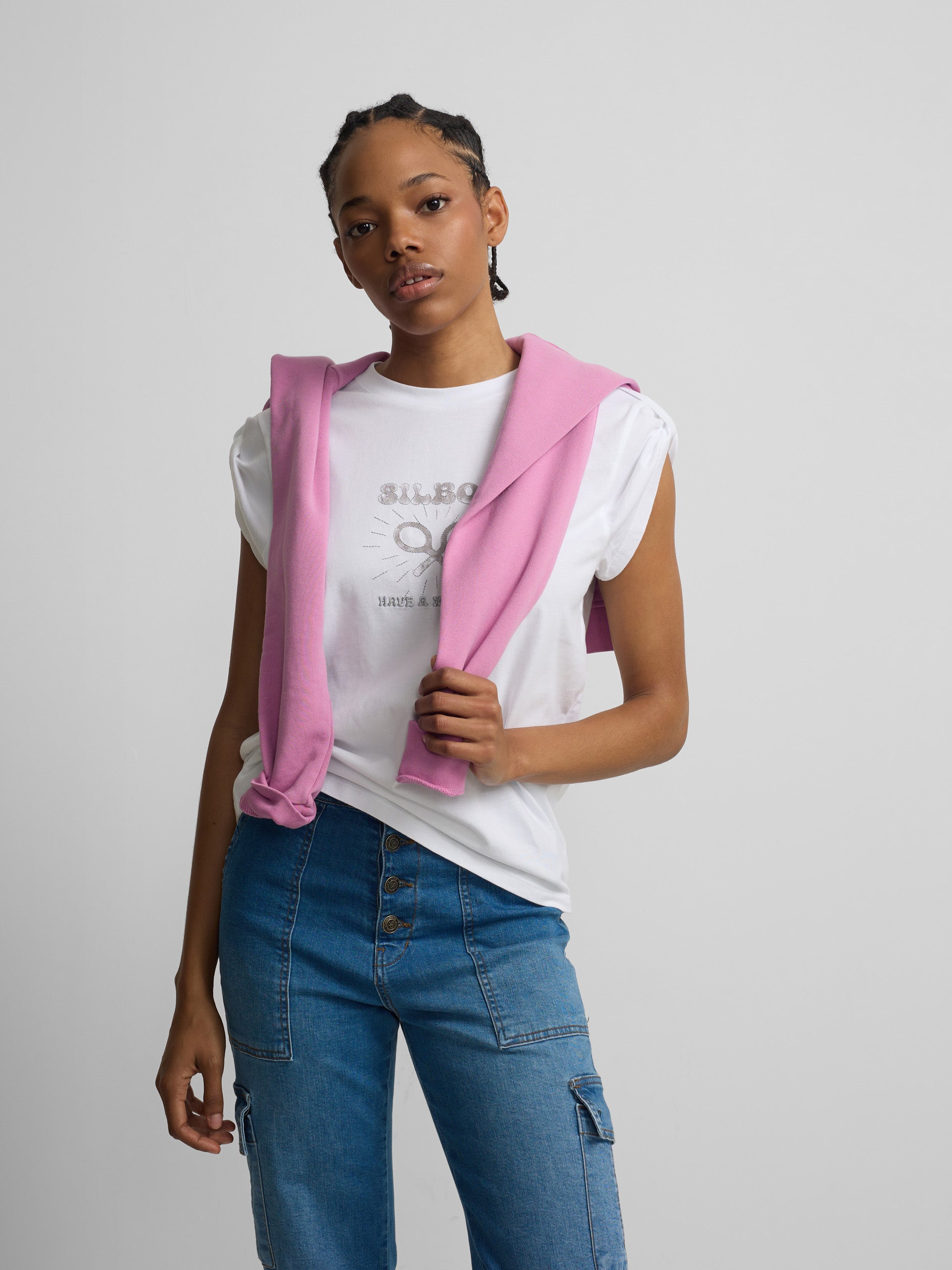 T-shirt mulher roll out have a nice day branca