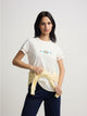 White women's t-shirt with ikat embroidery