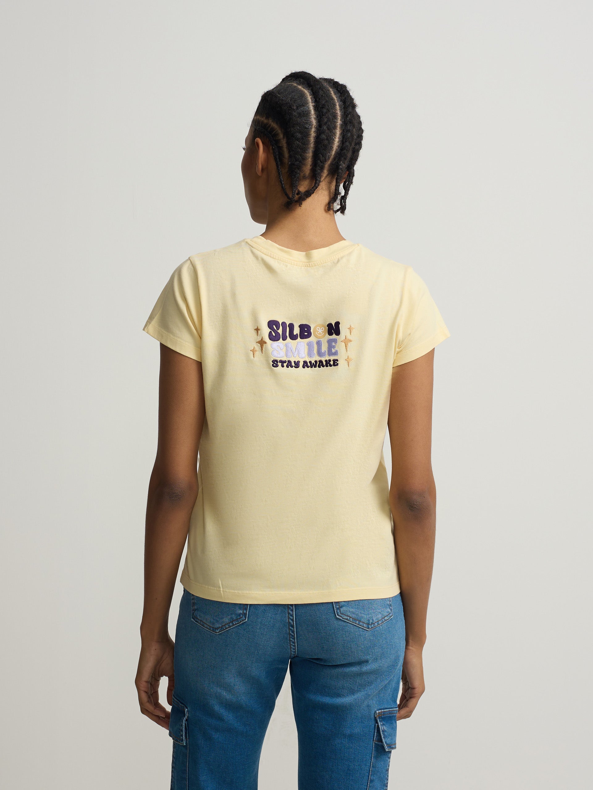 T-shirt femme Silbon smile jaune