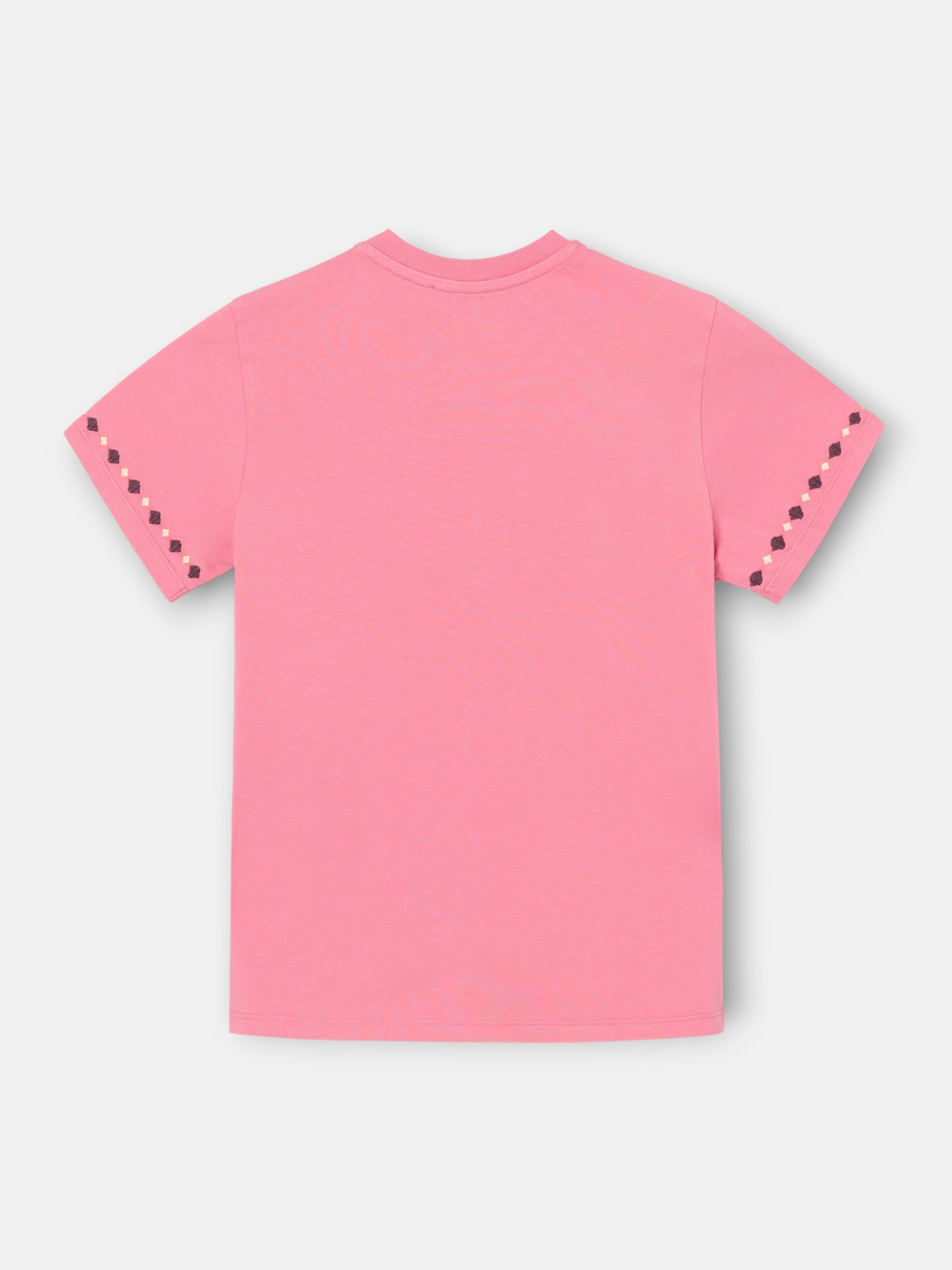T-shirt femme broderies ikat rose