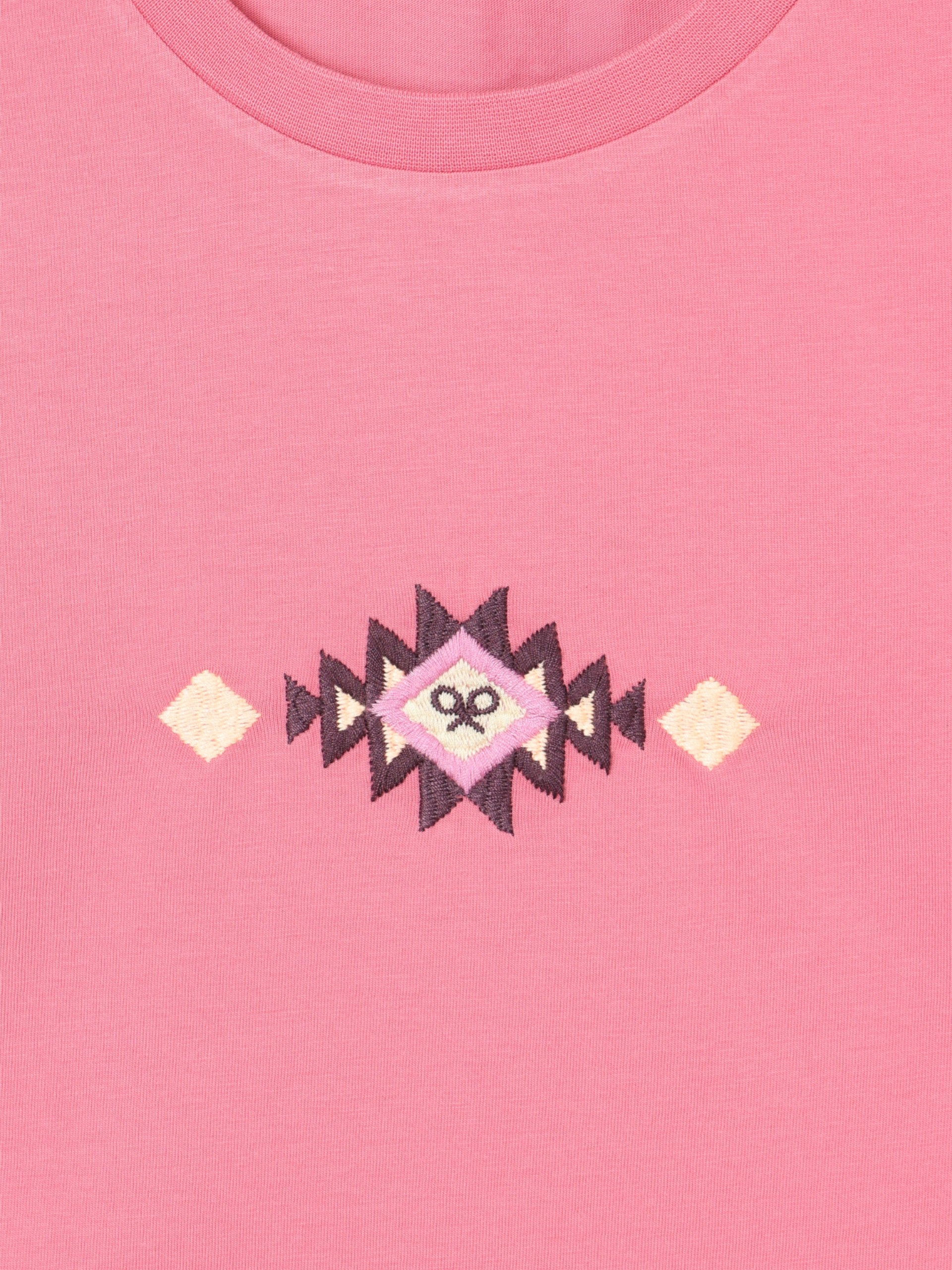 T-shirt femme broderies ikat rose