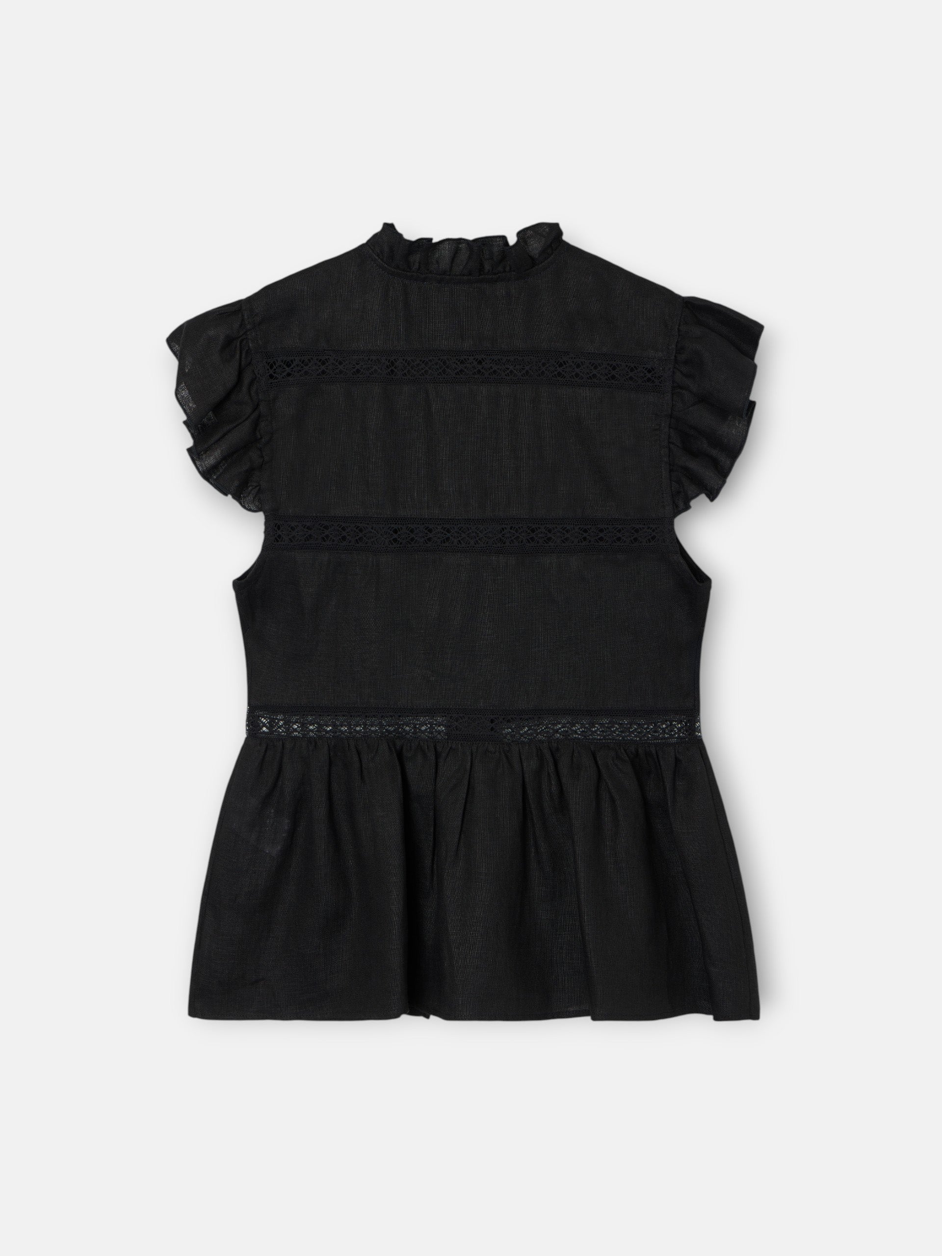 Blouse noire à détails brodés