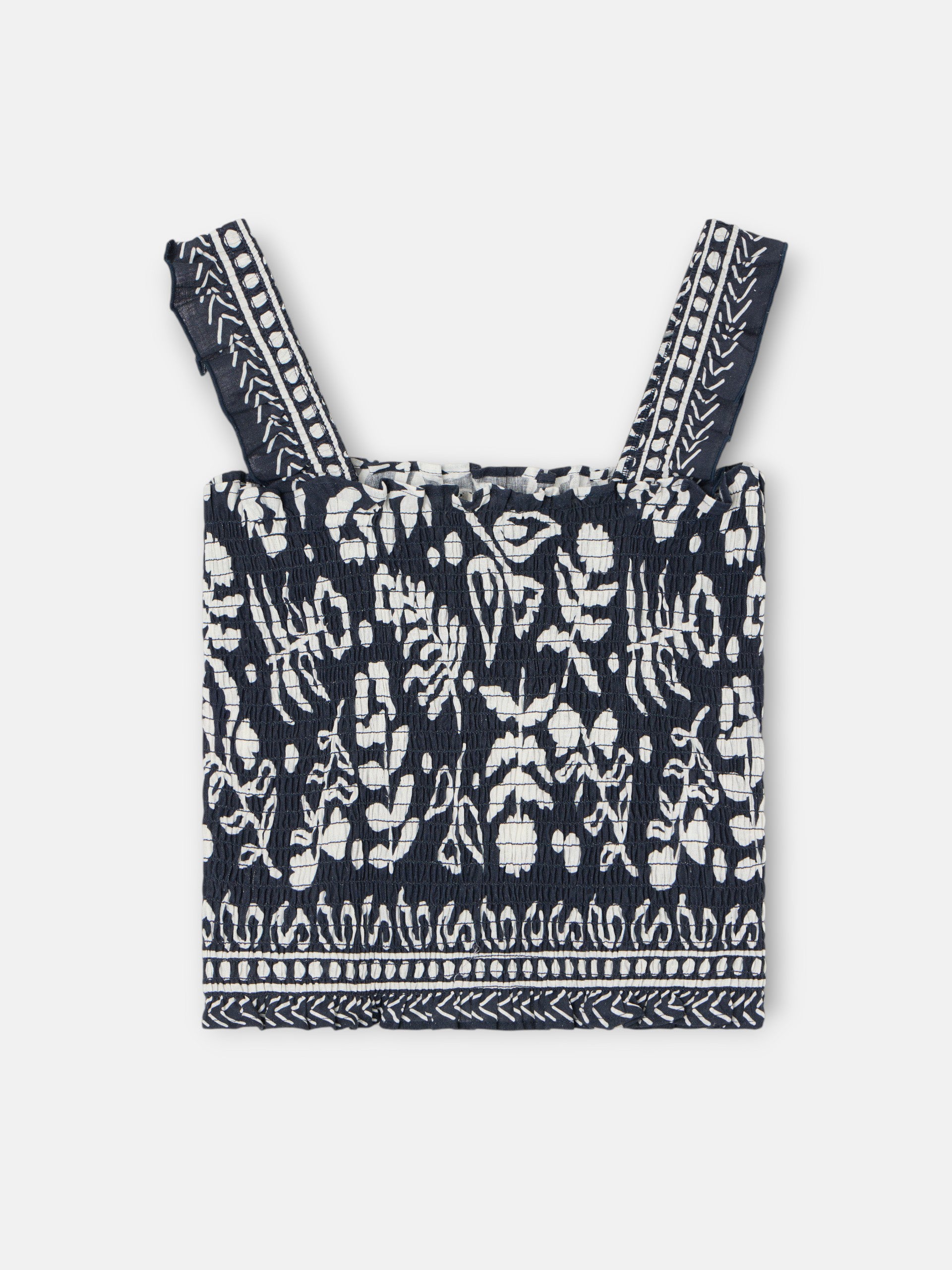 Top bustier à imprimé fleuri marine