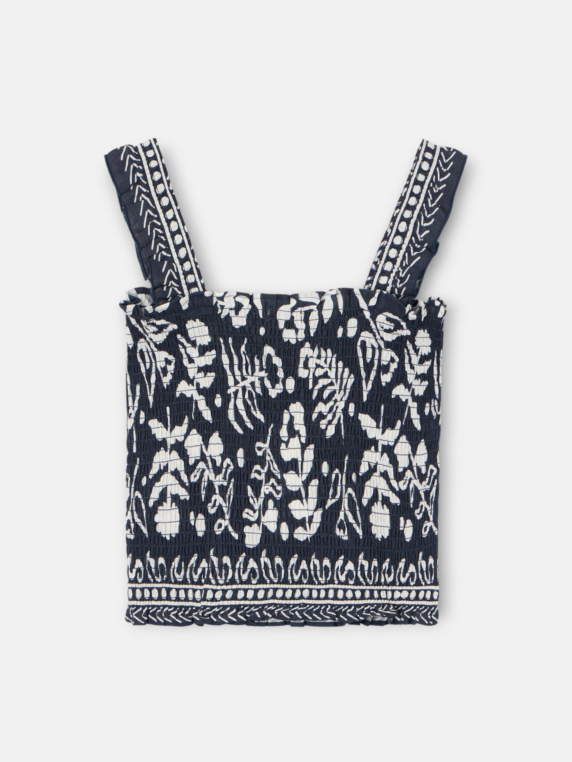 Top bustier à imprimé fleuri marine