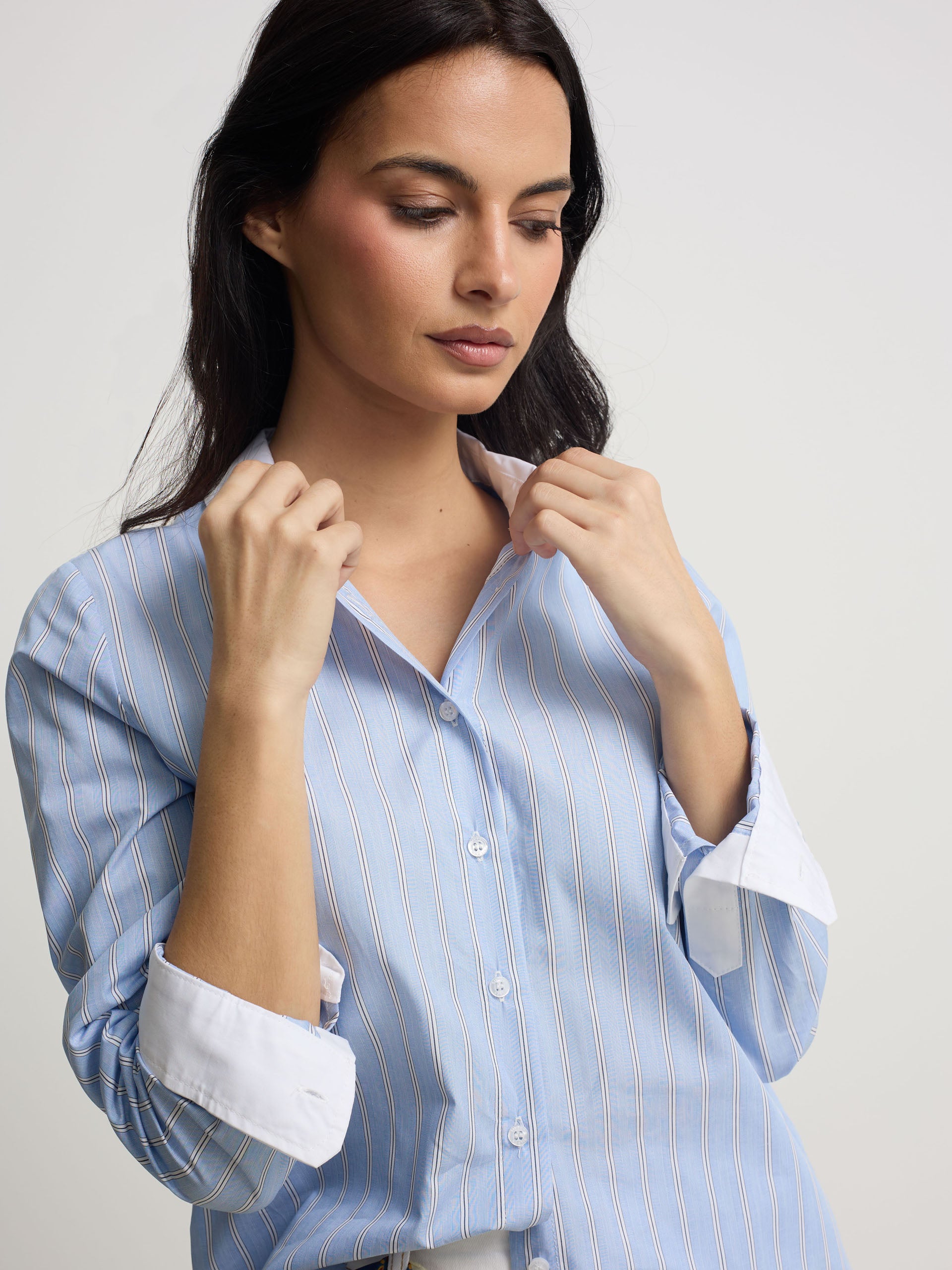 Light blue striped structured shirt