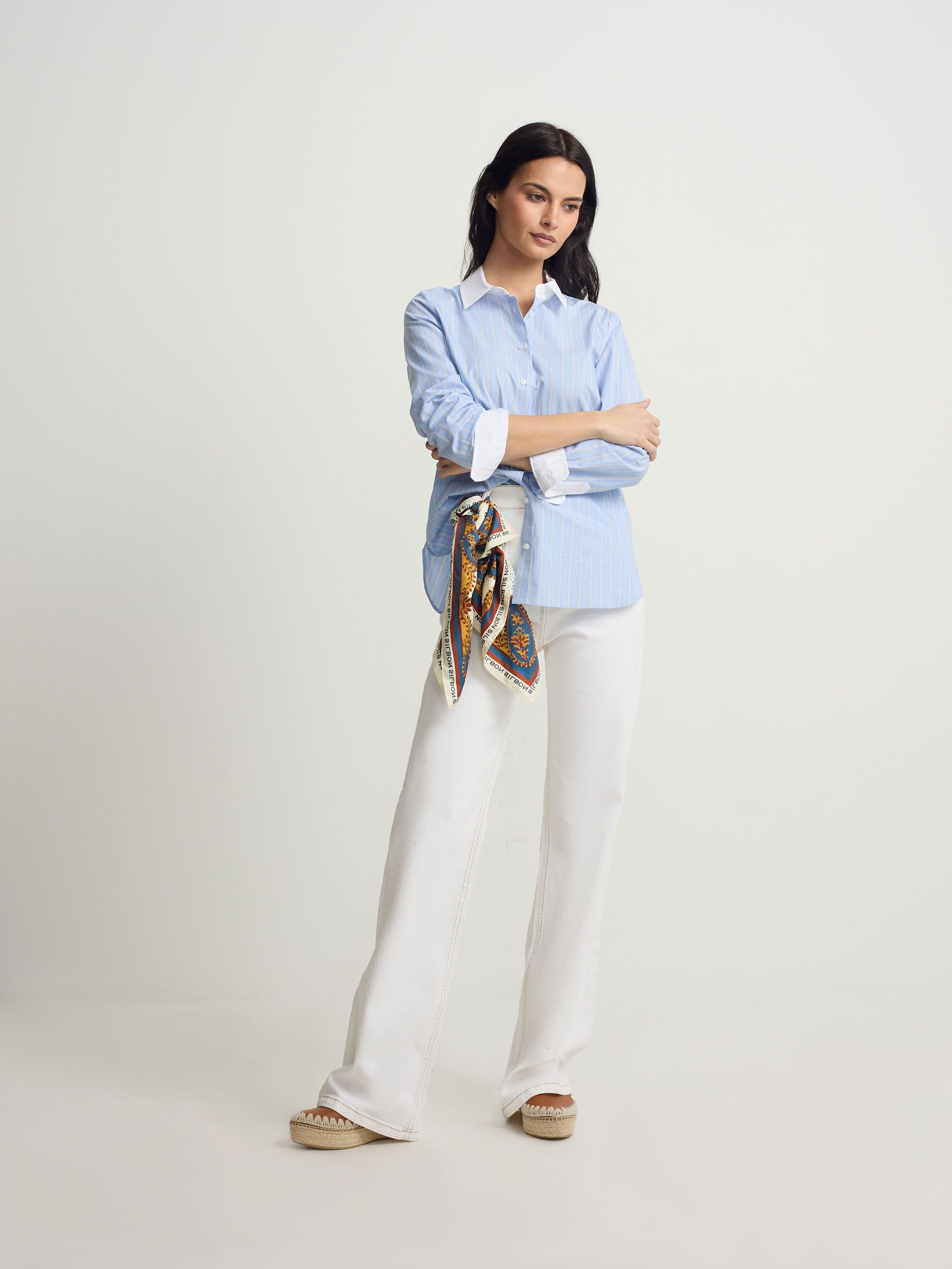 Light blue striped structured shirt