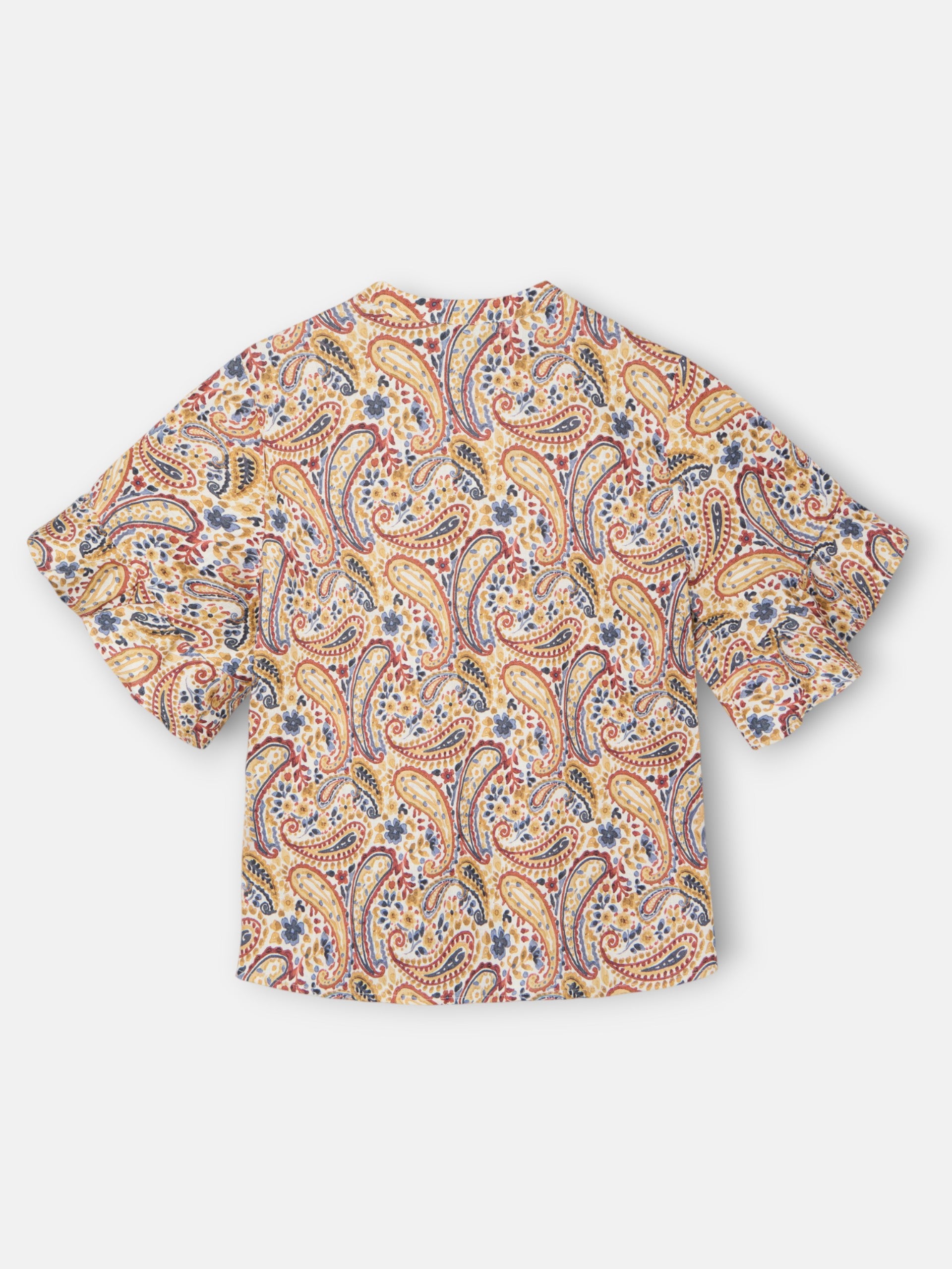 Blouse à manches volantées imprimé oranges