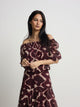 Ruched blouse with brown print