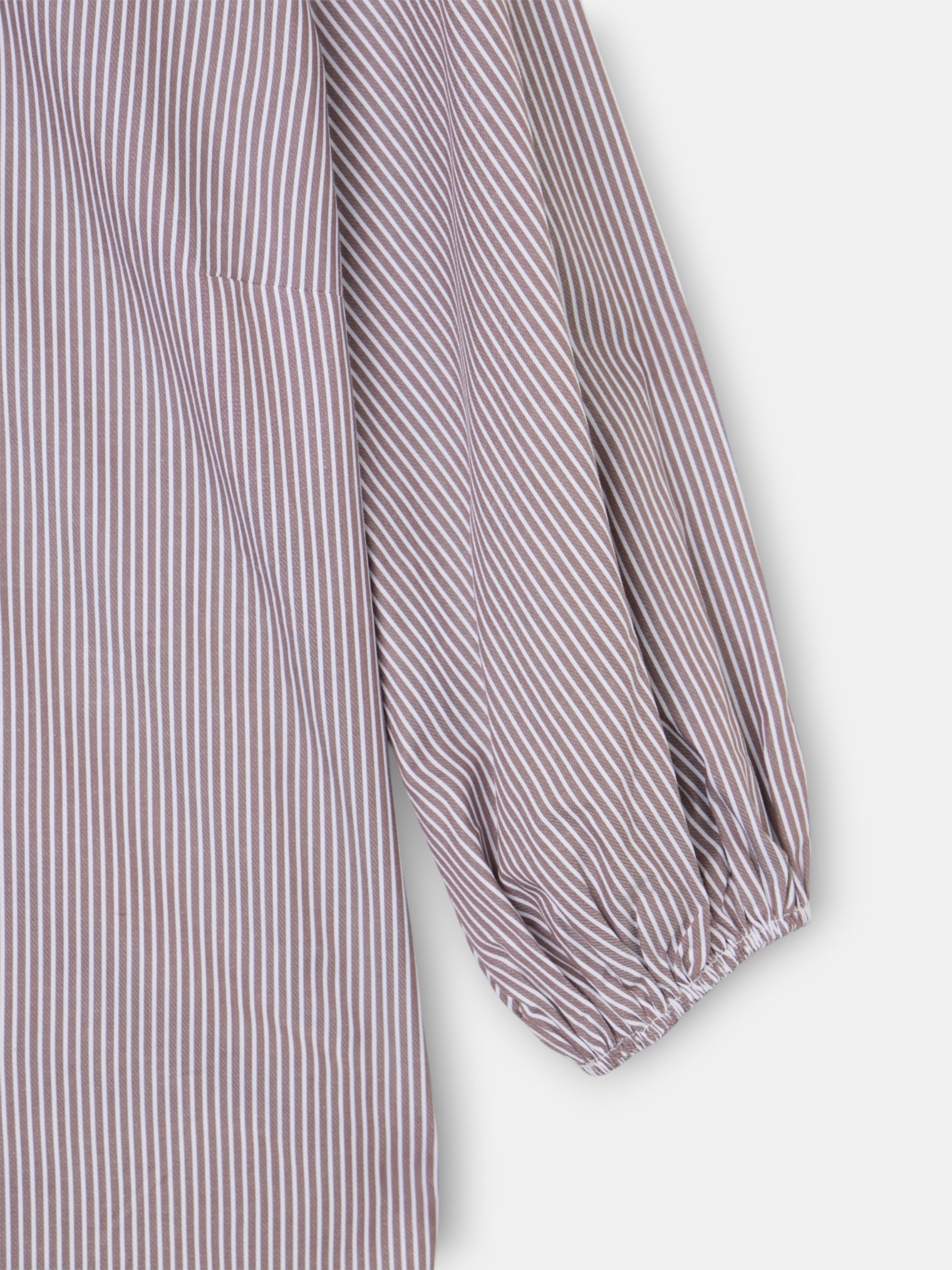 Brown striped puff sleeve shirt
