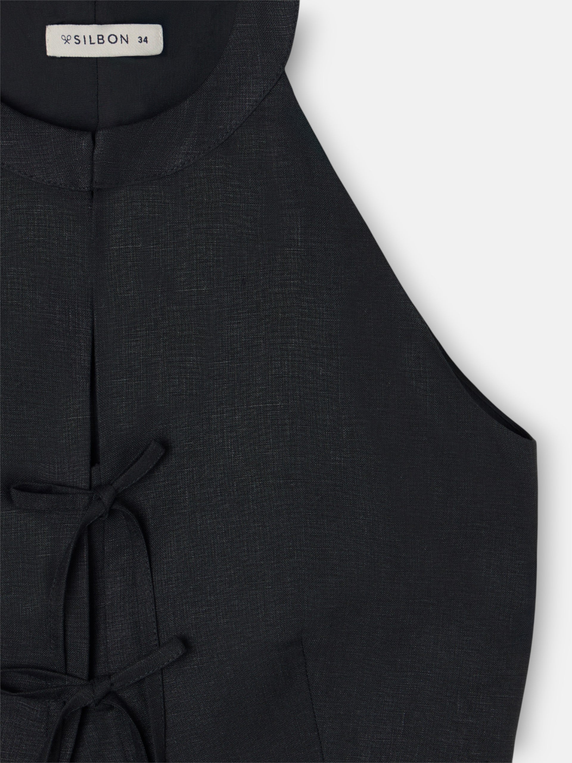 Chaleco lazos lino negro