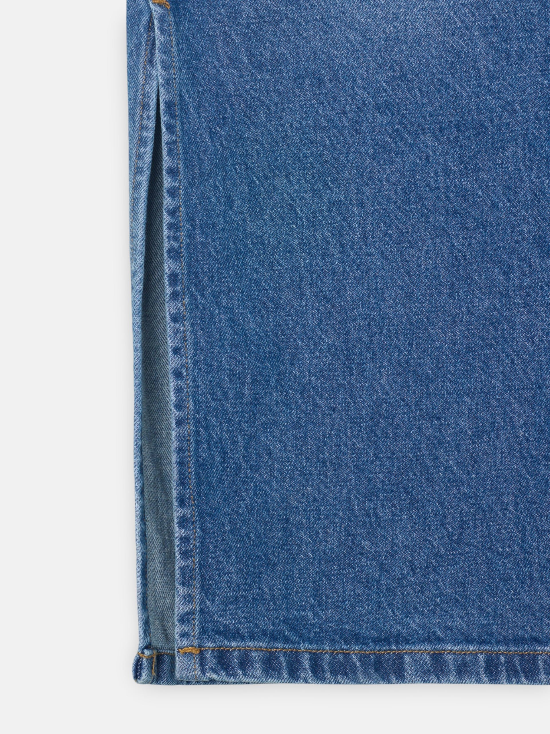 Falda midi recta abertura lateral denim