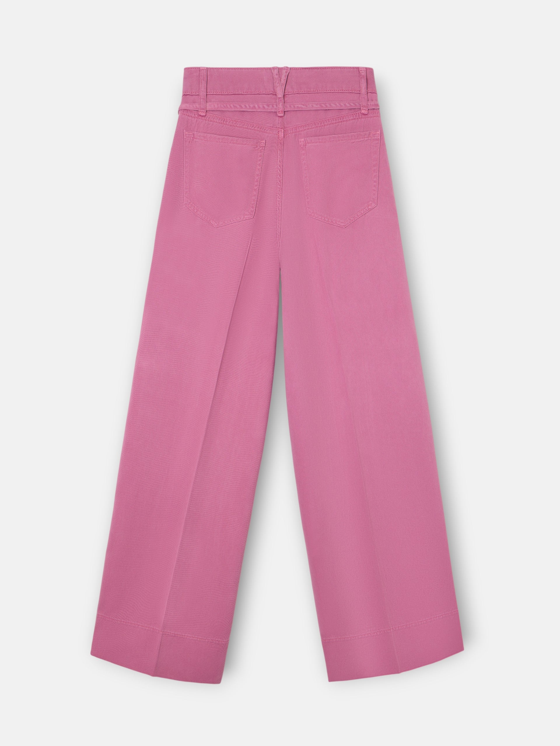 Raspberry drawstring denim trousers