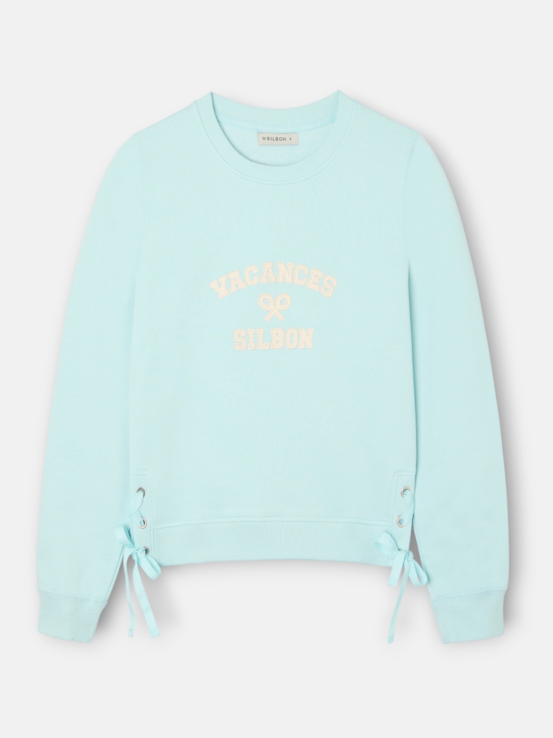 Sudadera woman detalle cuerdas verde agua