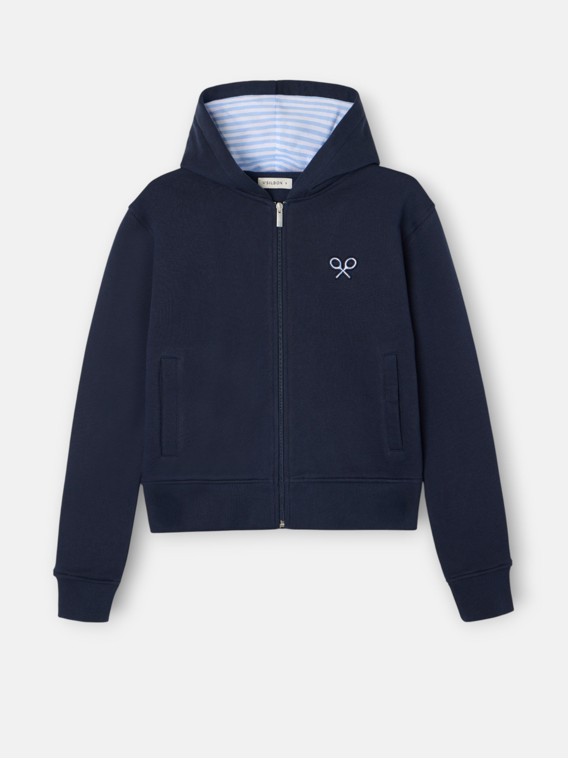 Women's navy racket zip sweatshirt