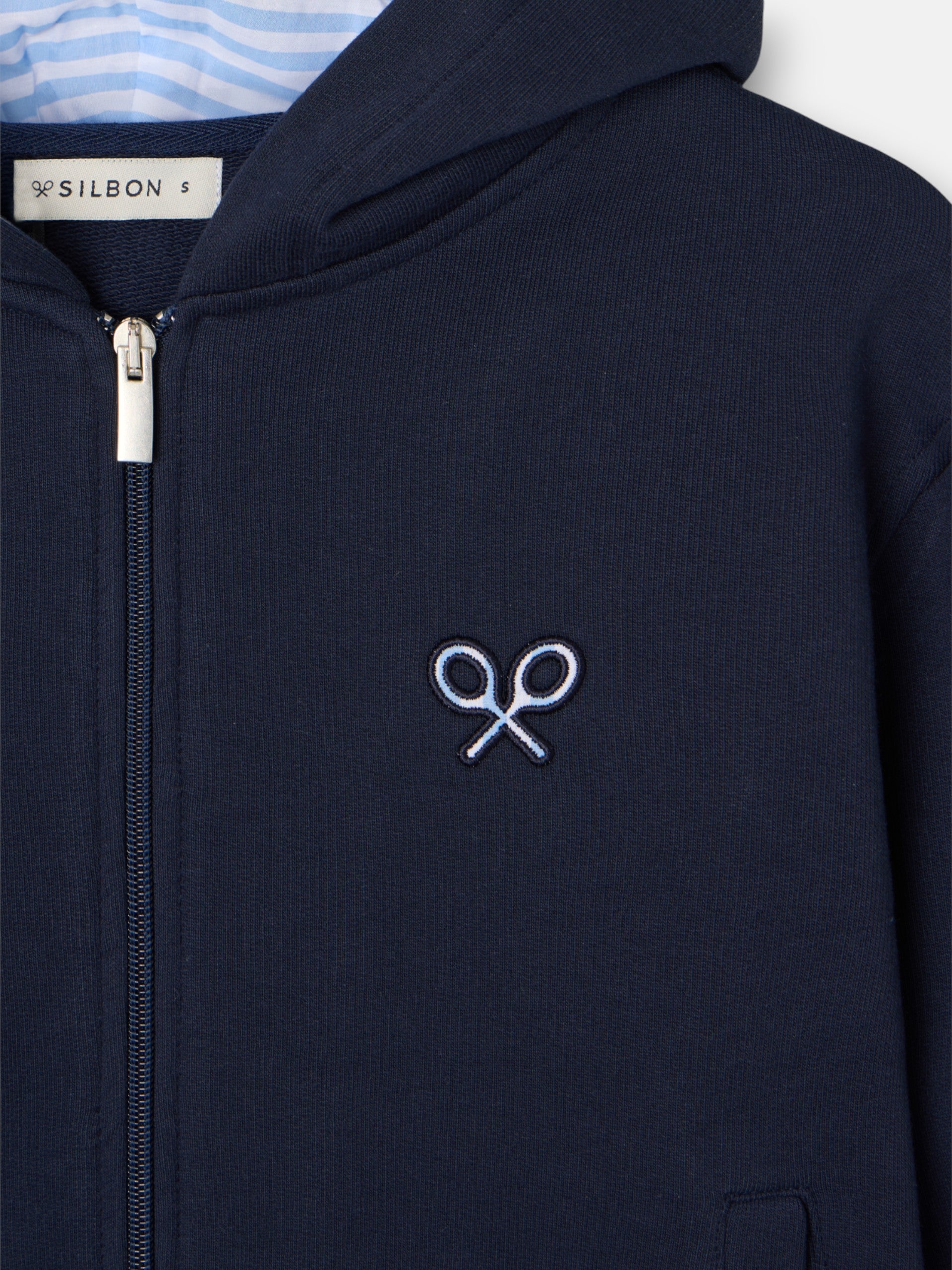 Women's navy racket zip sweatshirt