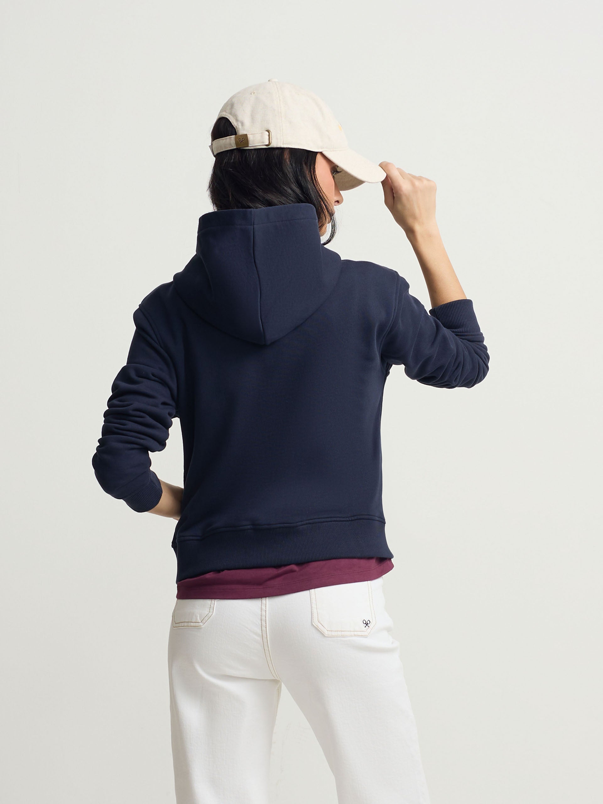 Women's navy racket zip sweatshirt