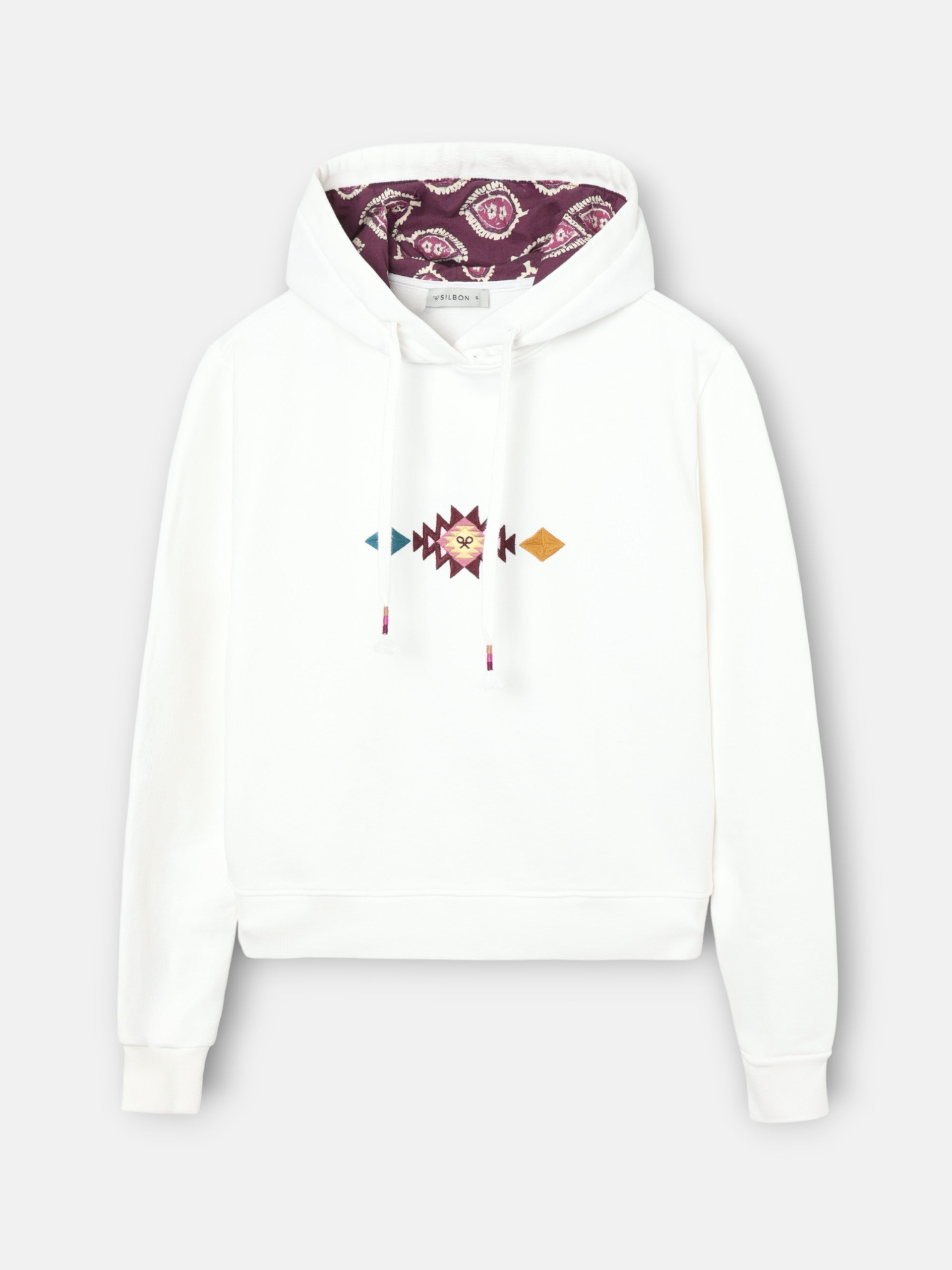 Women's hoodie with raw ikat pattern
