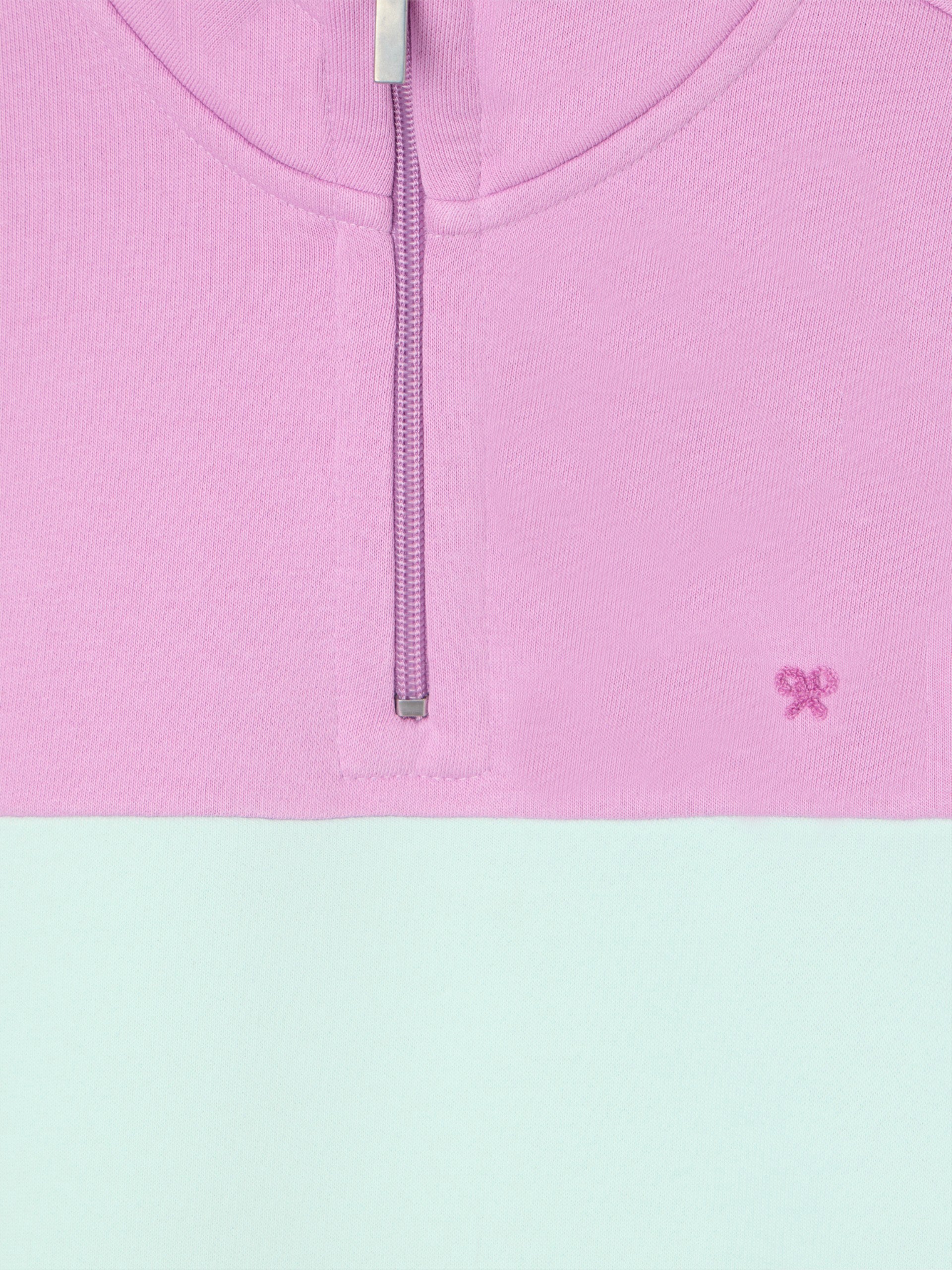 Sweat-shirt femme tricolore violet et vert