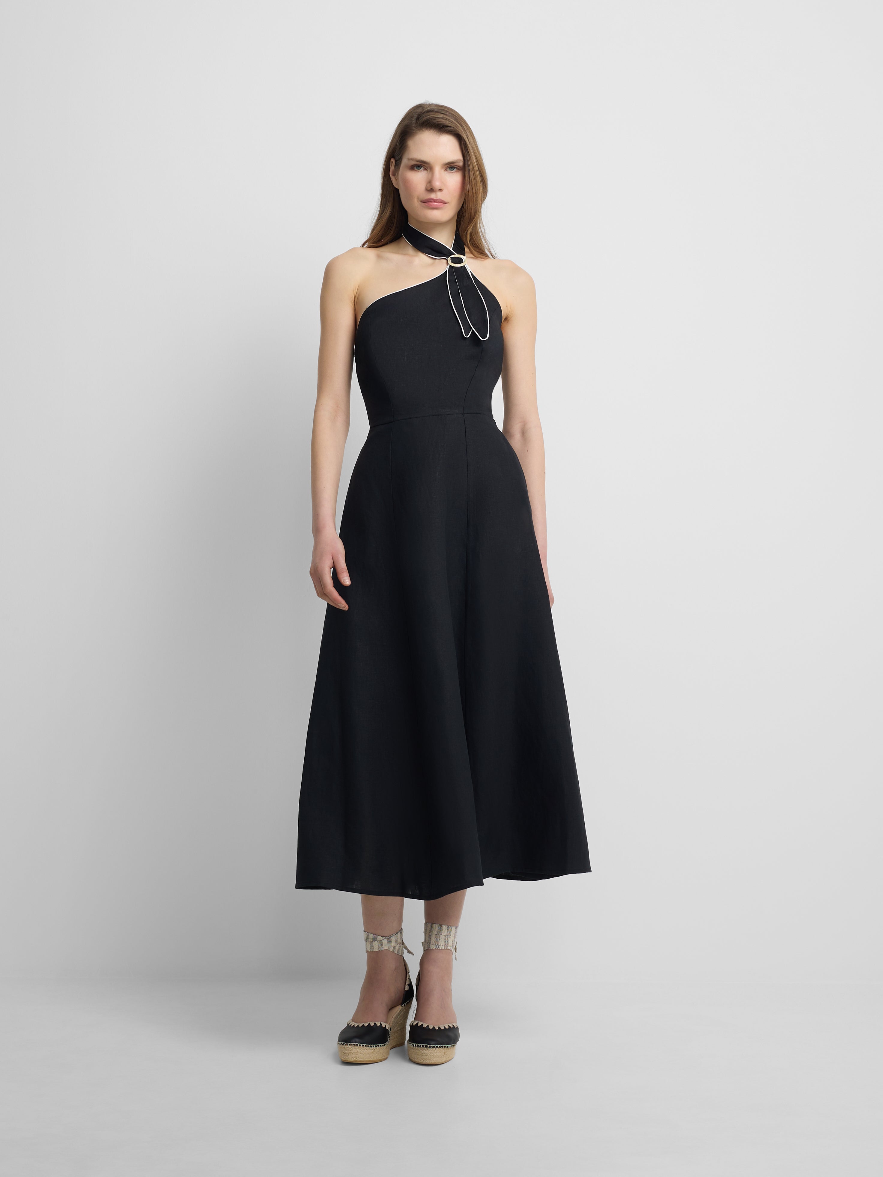 Vestido largo hebilla lino