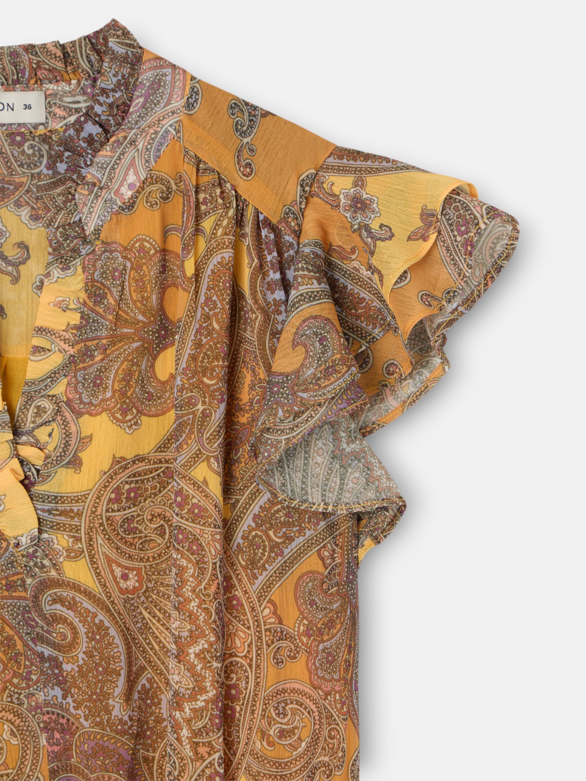 Midi flared dress with orange print