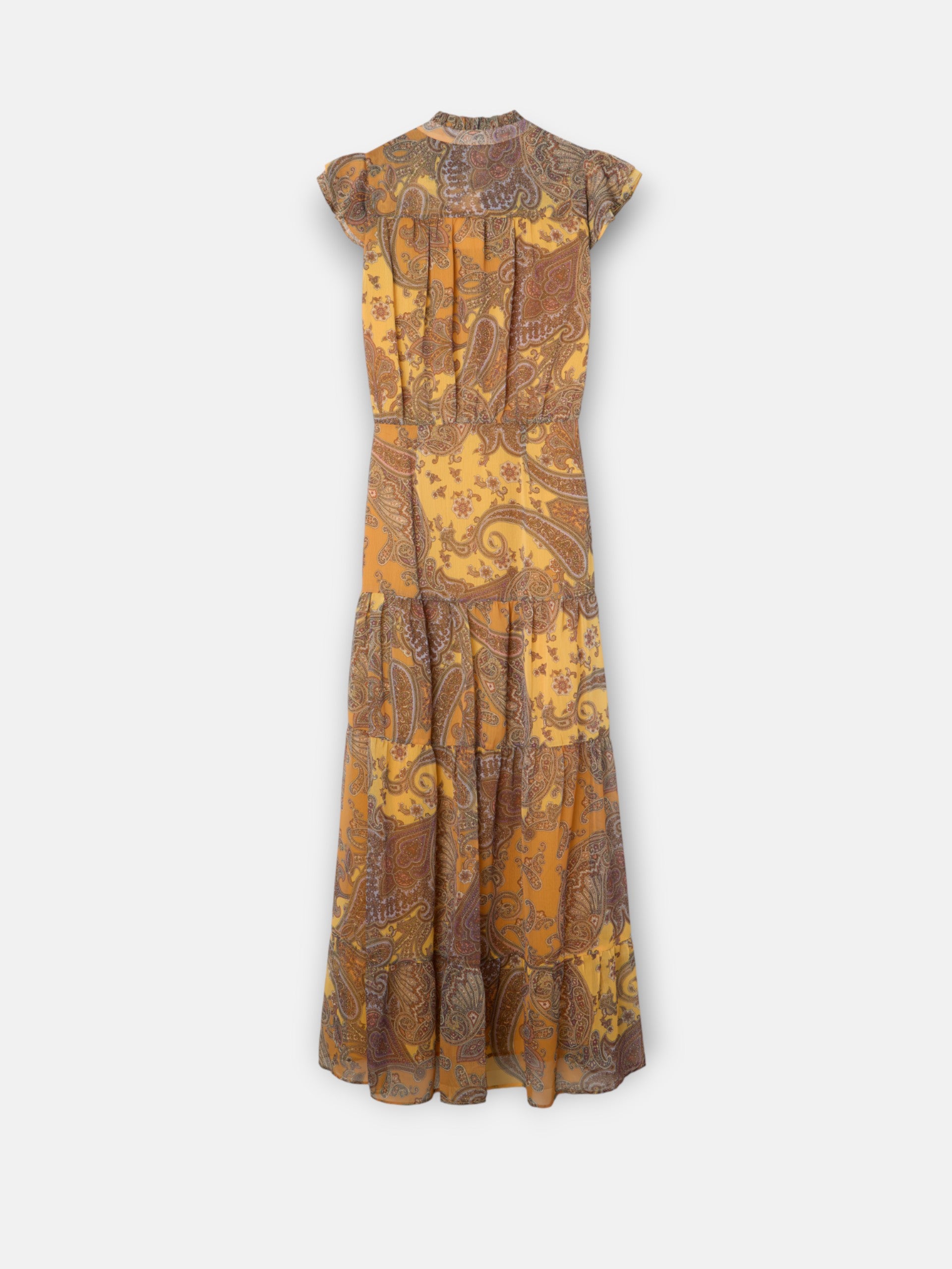 Midi flared dress with orange print