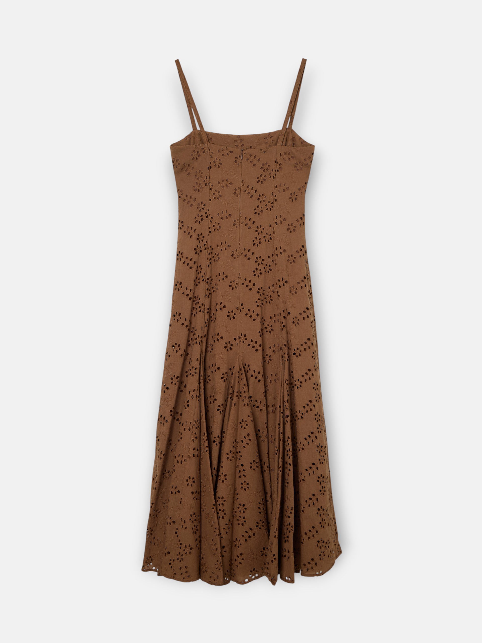 Robe midi brodée marron
