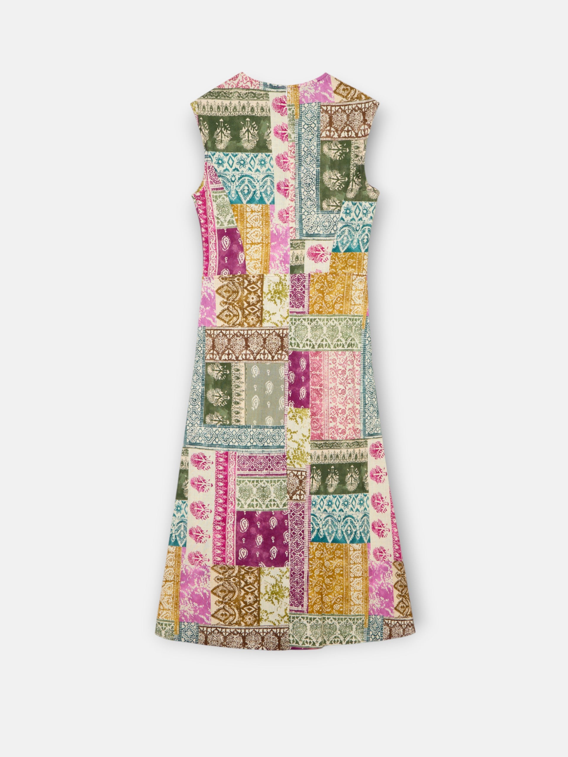 Midi dress with patchwork print in colors