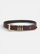 Ceinture en cuir bordeaux avec passant métallique