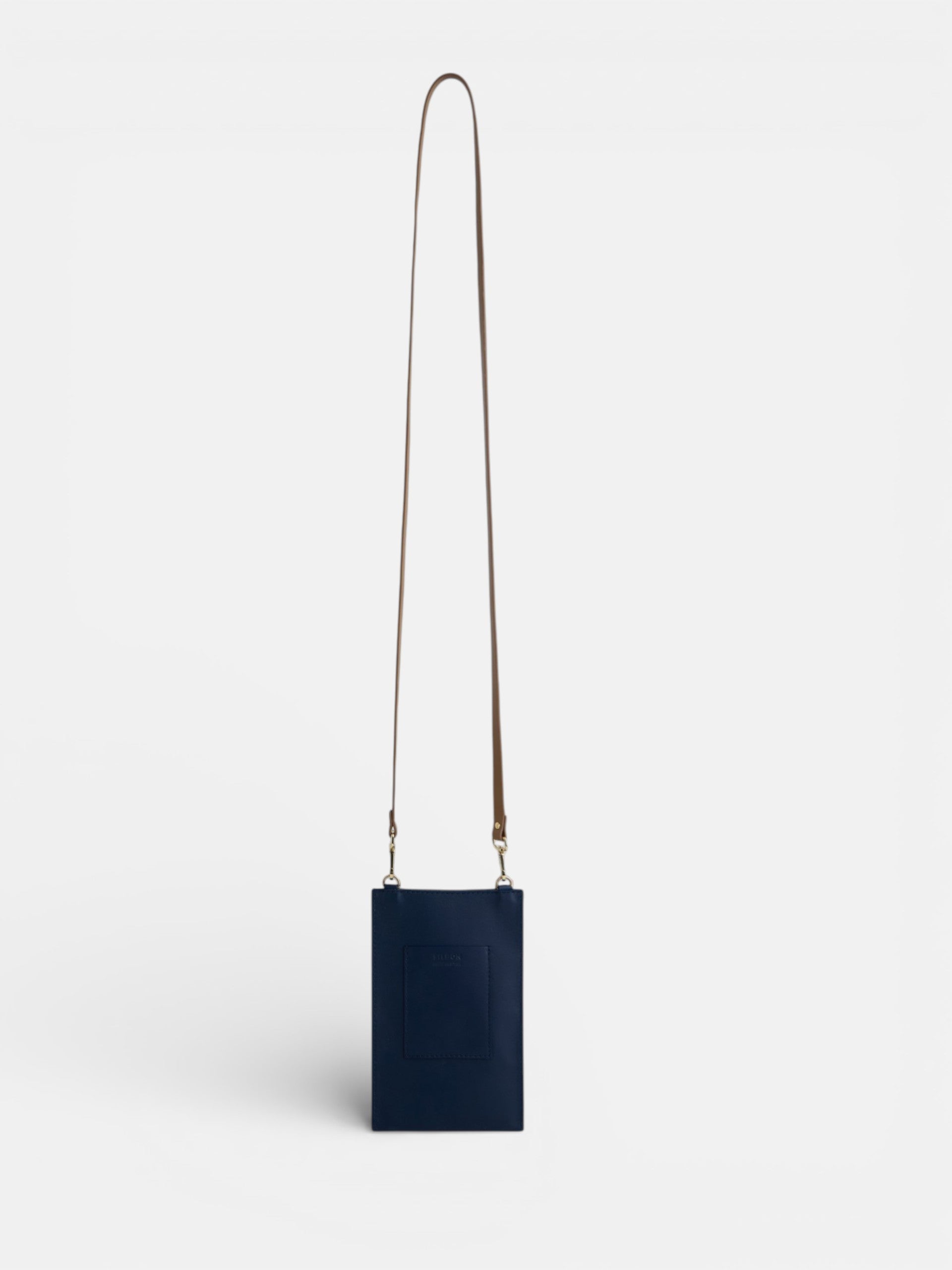 Porte-téléphone en cuir bleu marine et camel