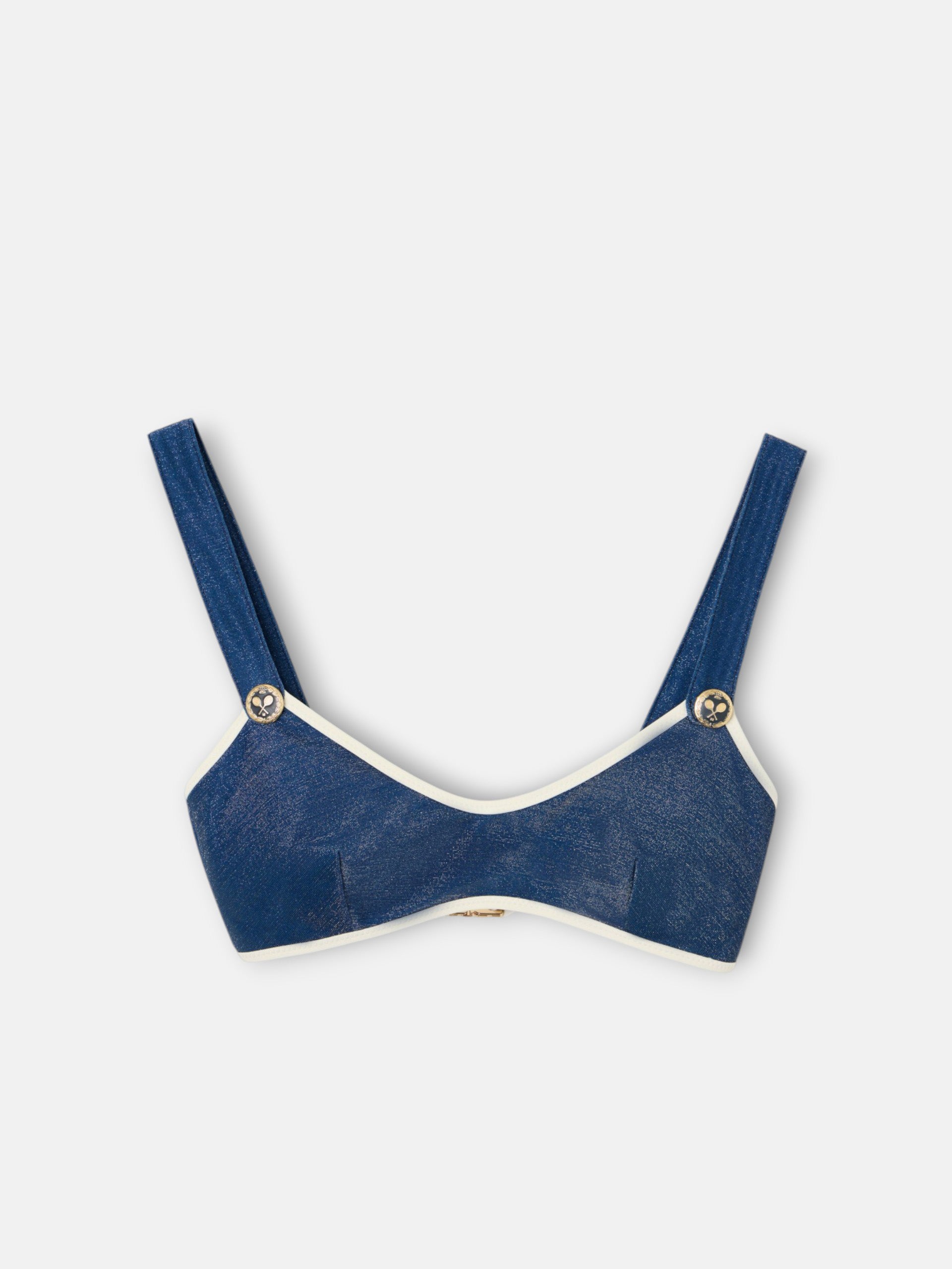 Top bikini marinero lurex azul