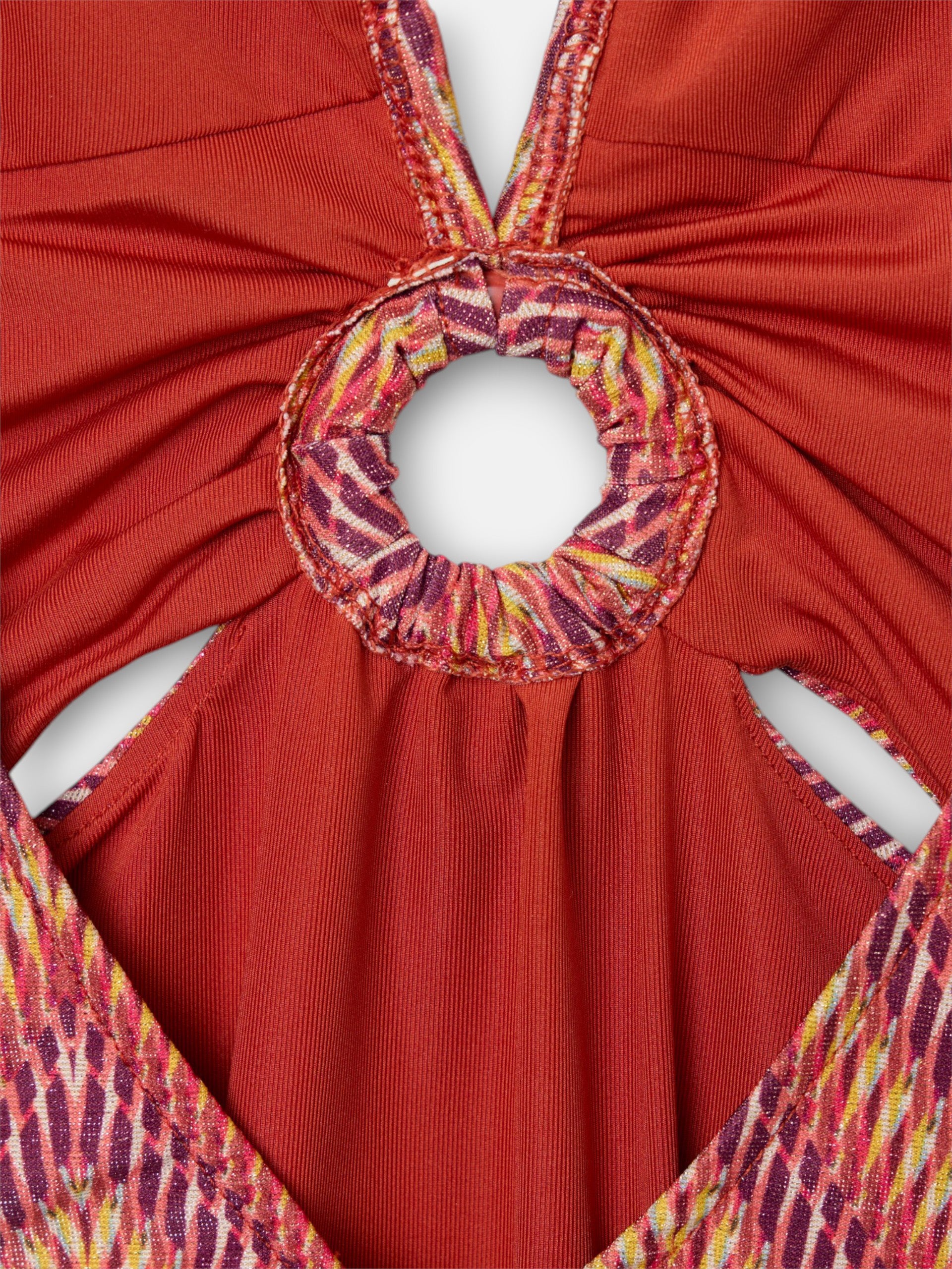 Halter swimsuit with rose herringbone