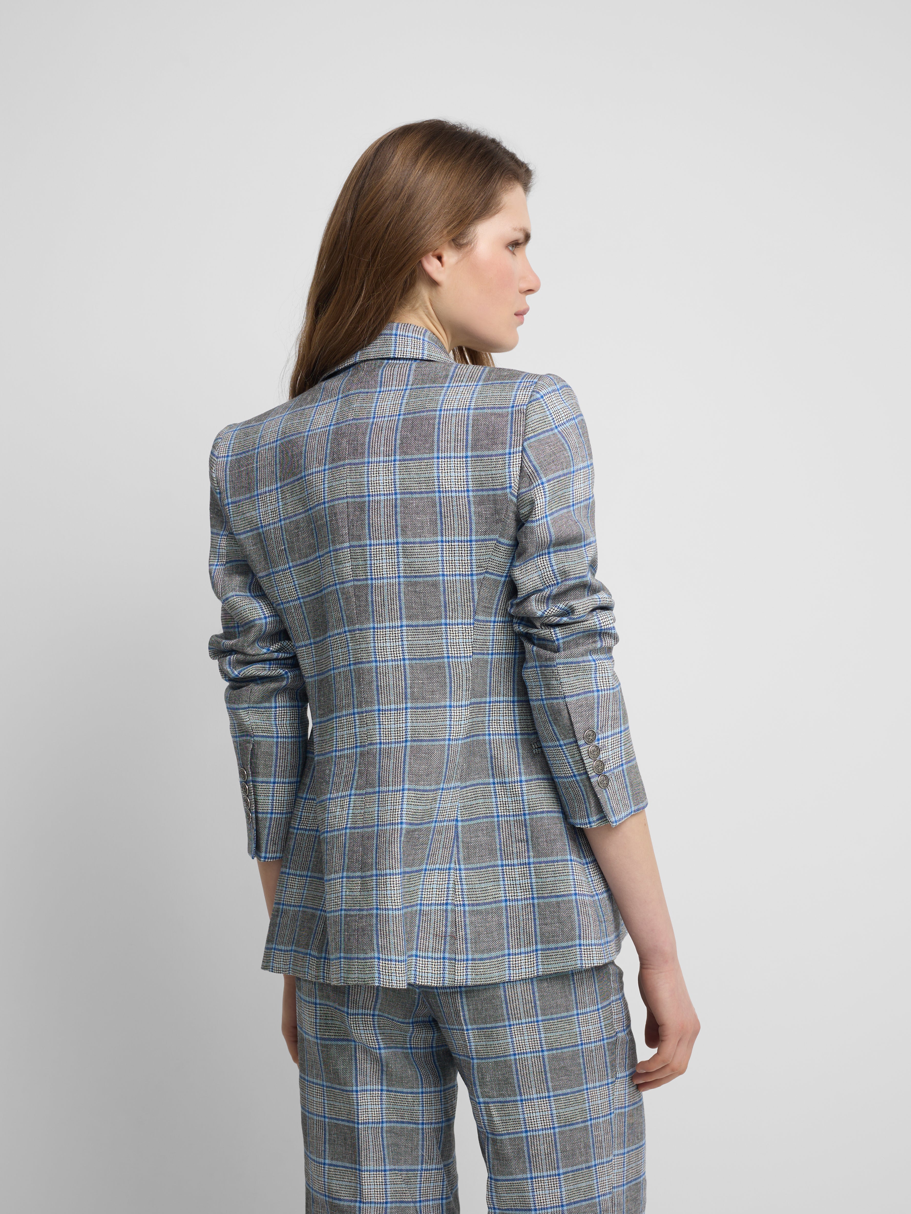 Veste classique à carreaux marine