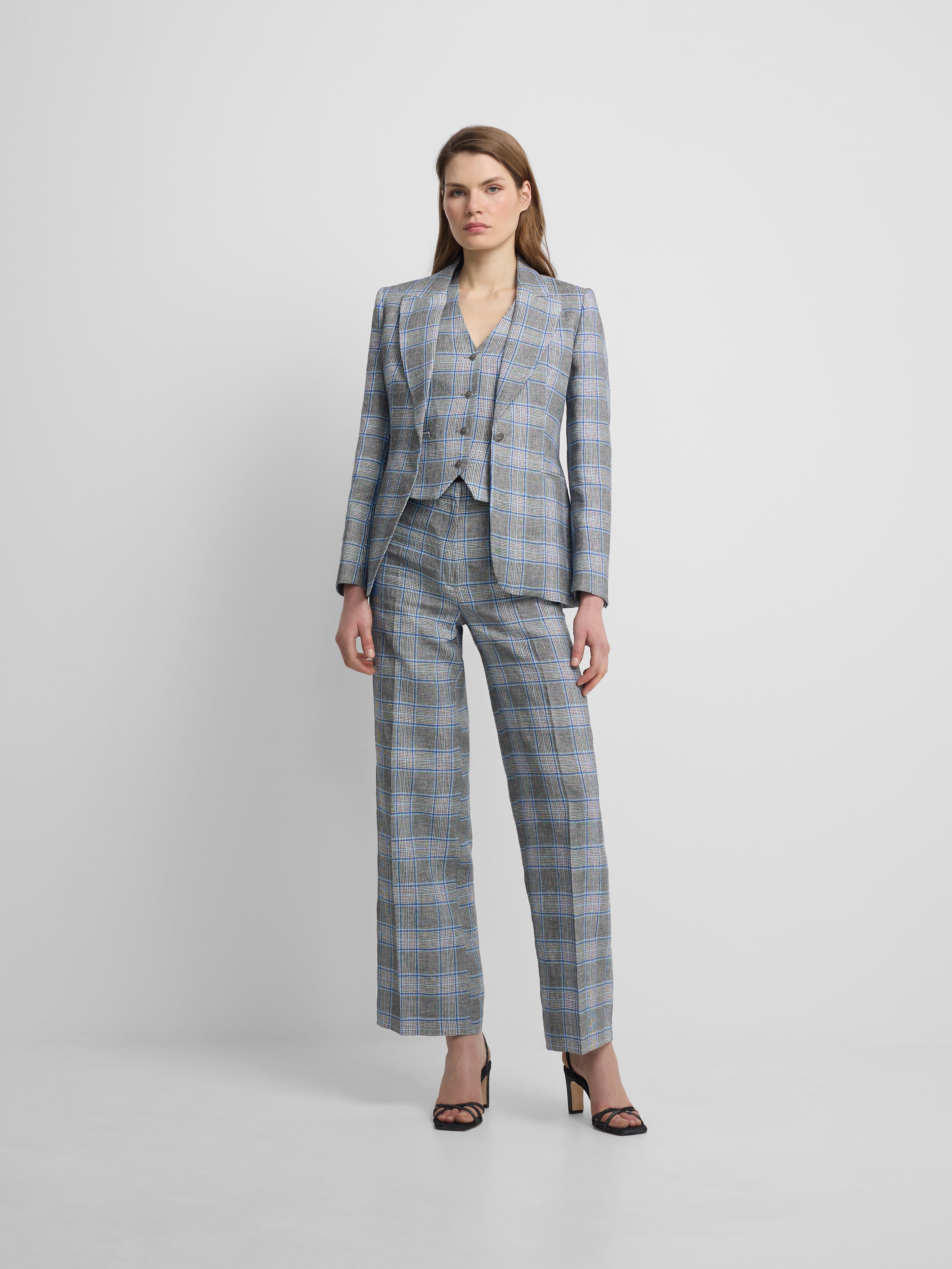 Veste classique à carreaux marine