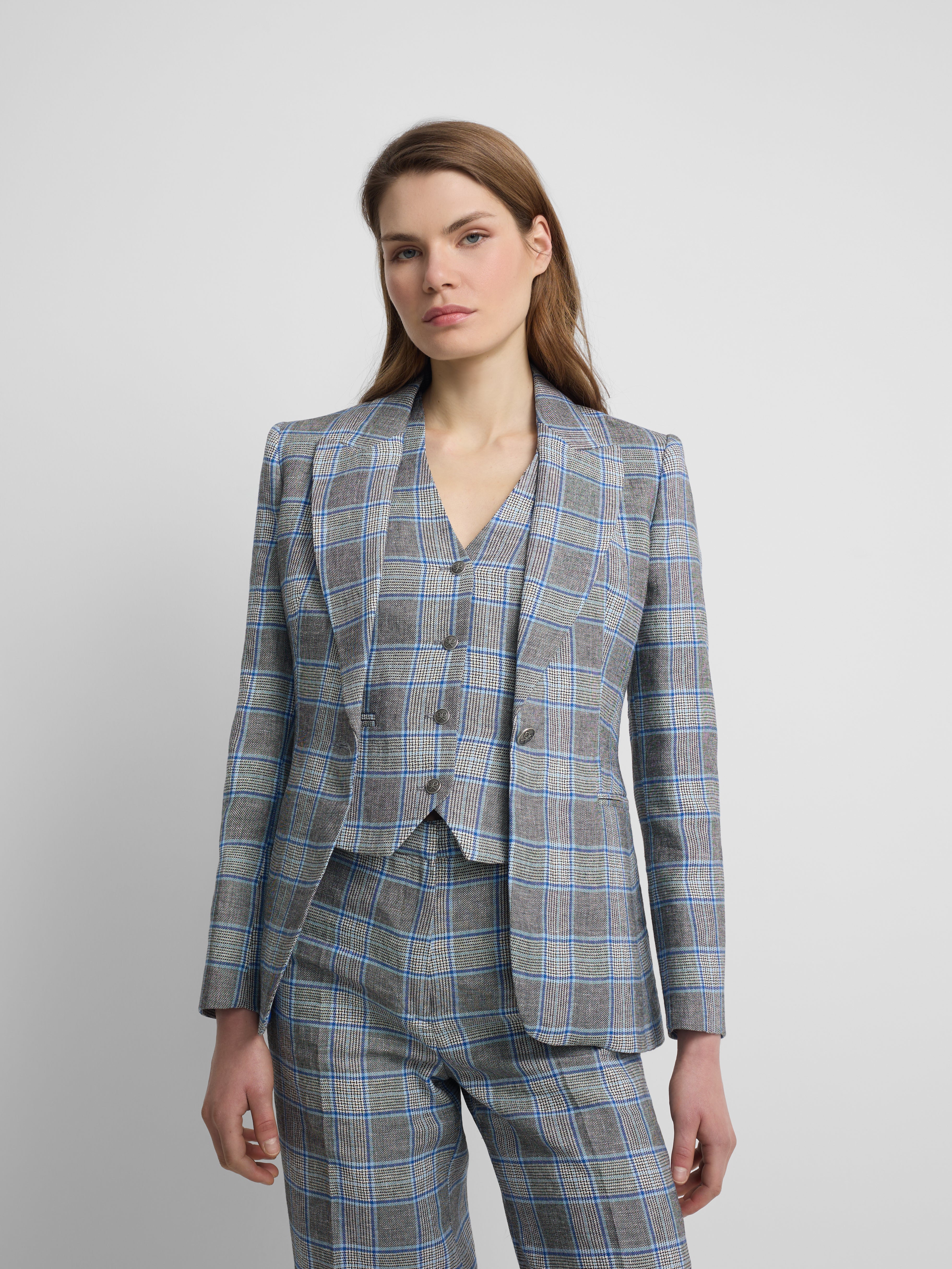 Veste classique à carreaux marine